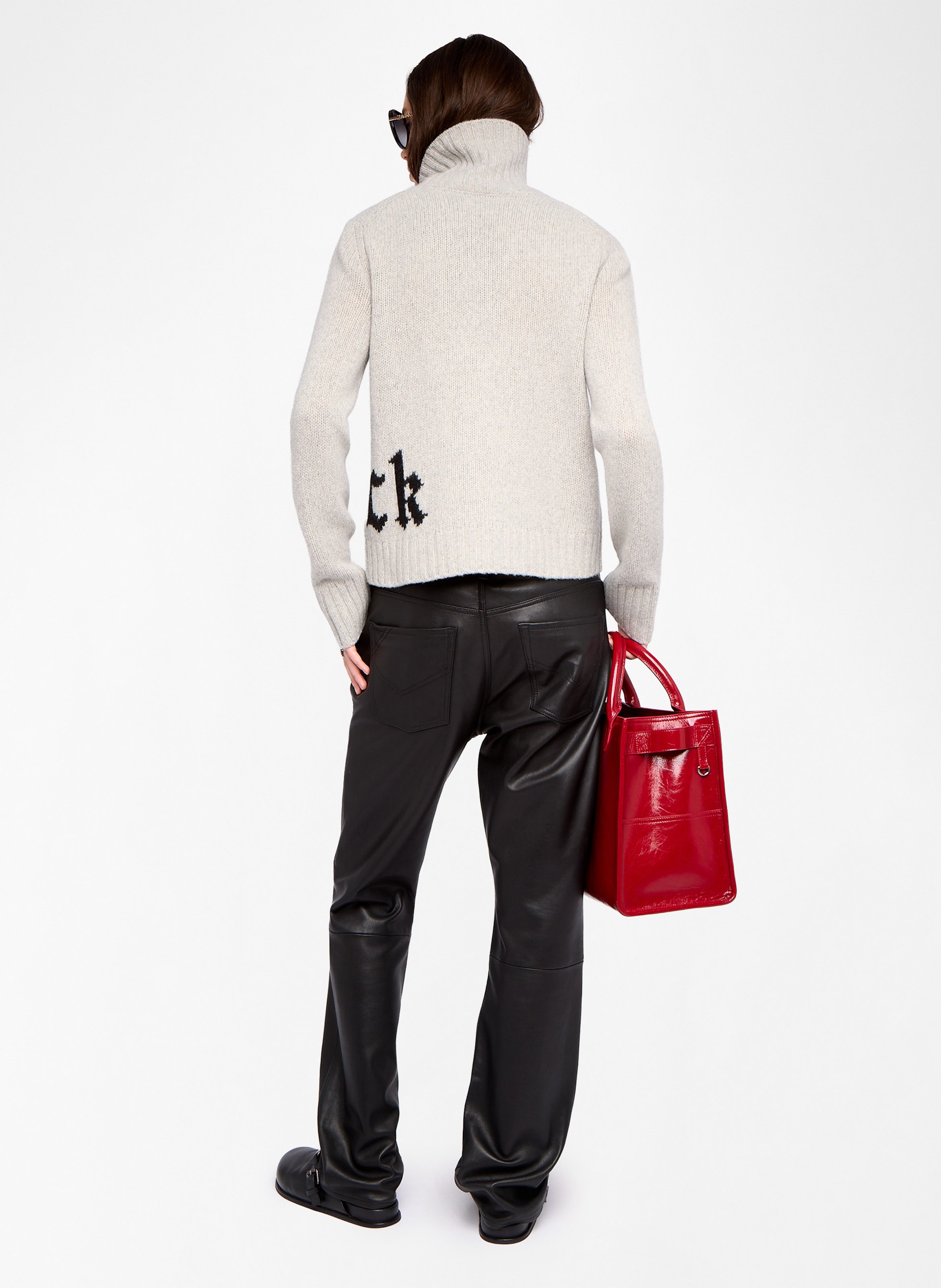 Pull droit col montant en laine ZADIG&VOLTAIRE Gris