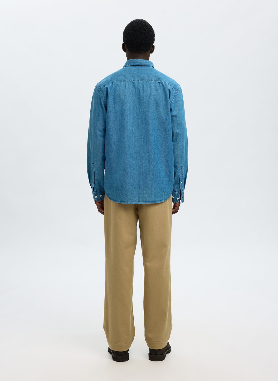 Gerade geschnittenes Hemd aus Bio-Baumwolle SELECTED Blau