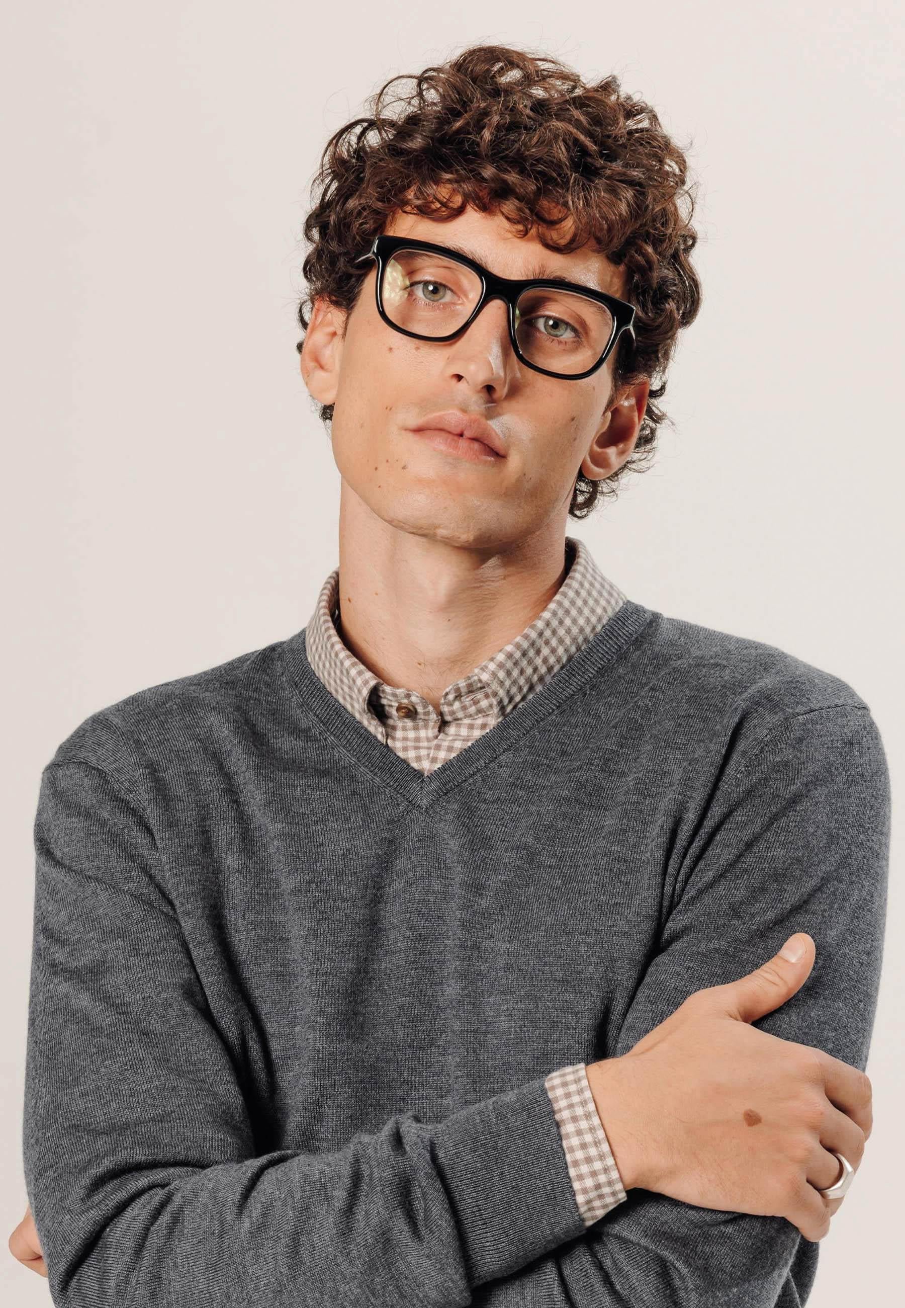 Pull col v en laine mérinos RODIER Gris