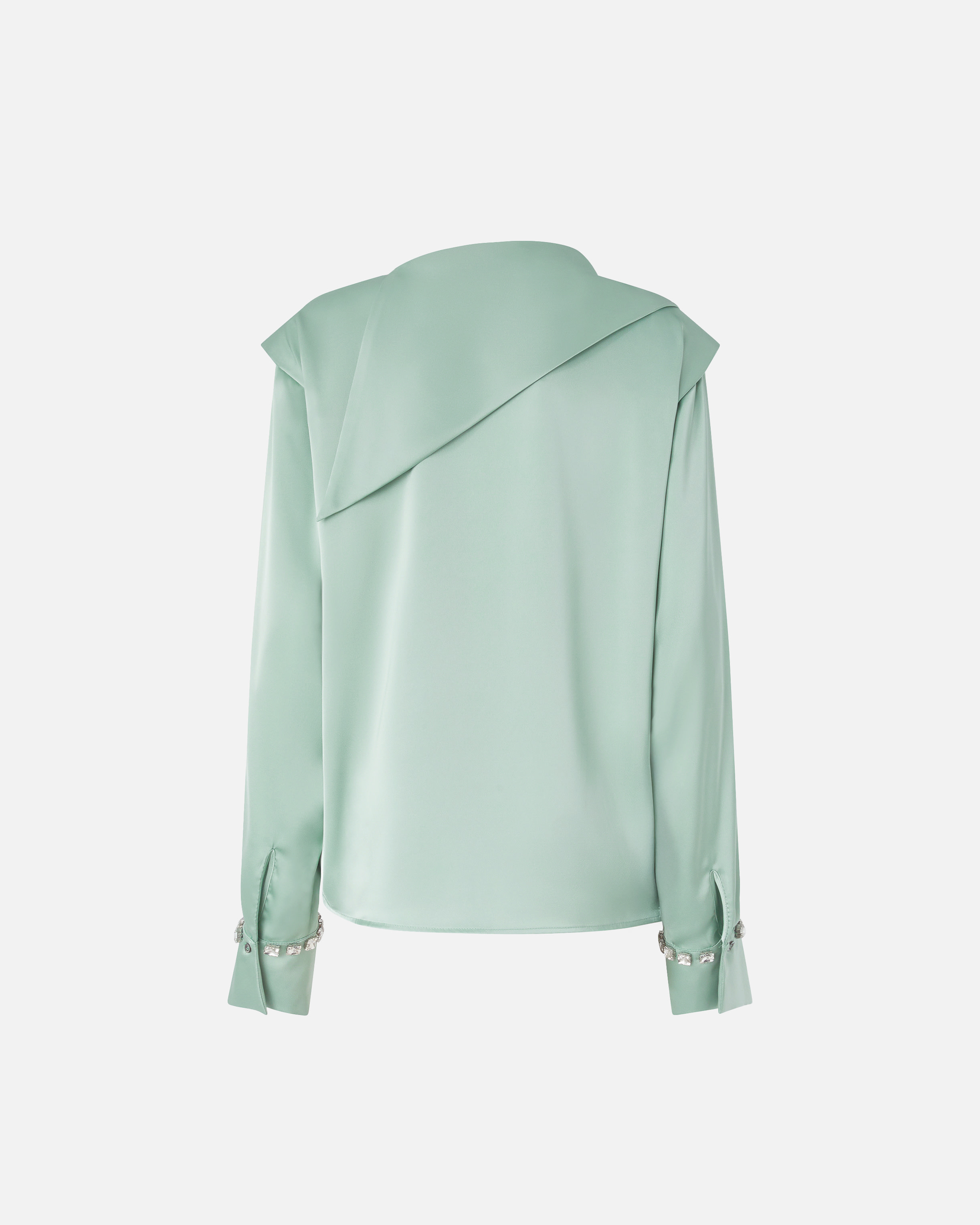 Blouse with draped collar and jewel details PINKO Grey