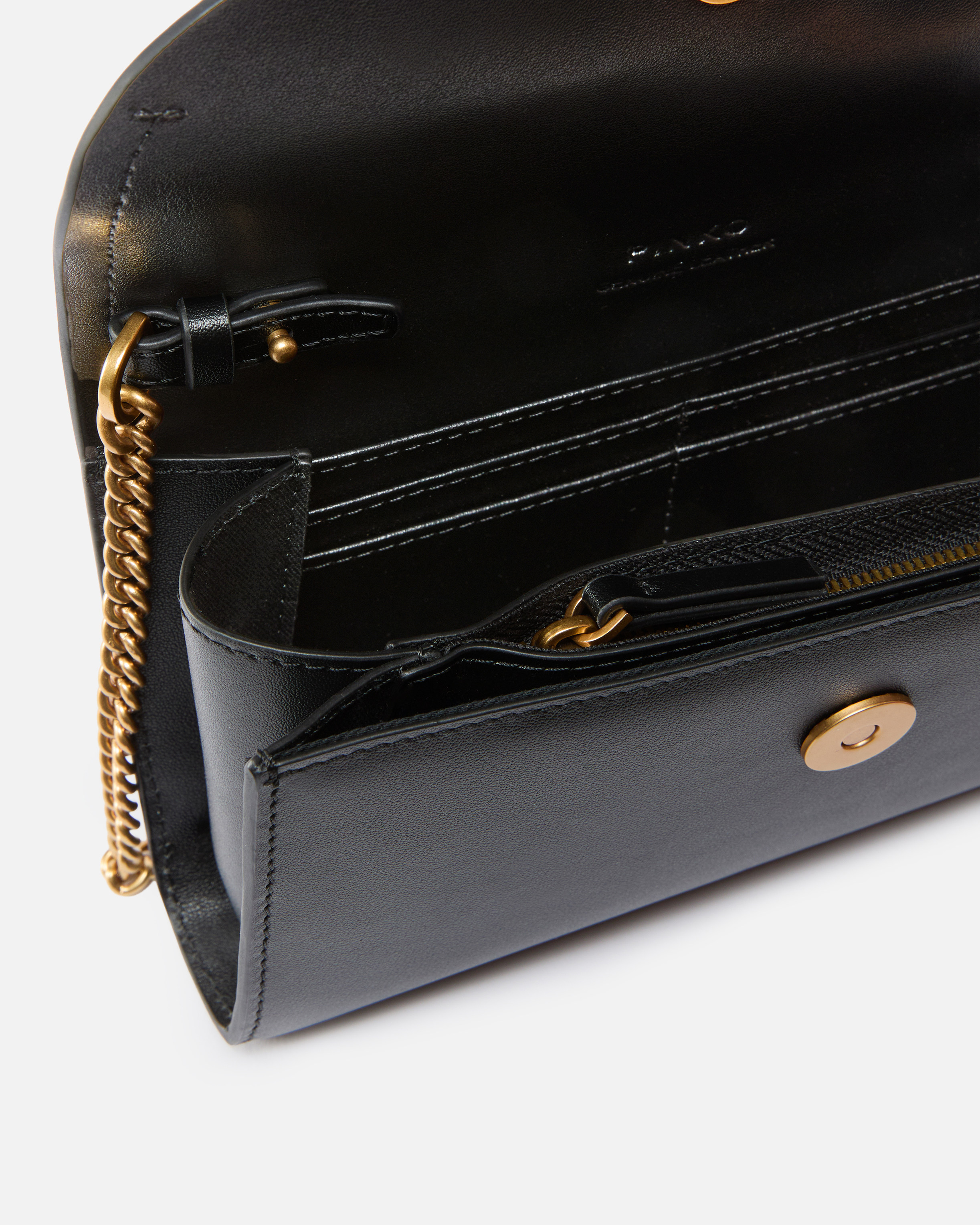 Leather wallet with pinko logo and shoulder strap PINKO Black