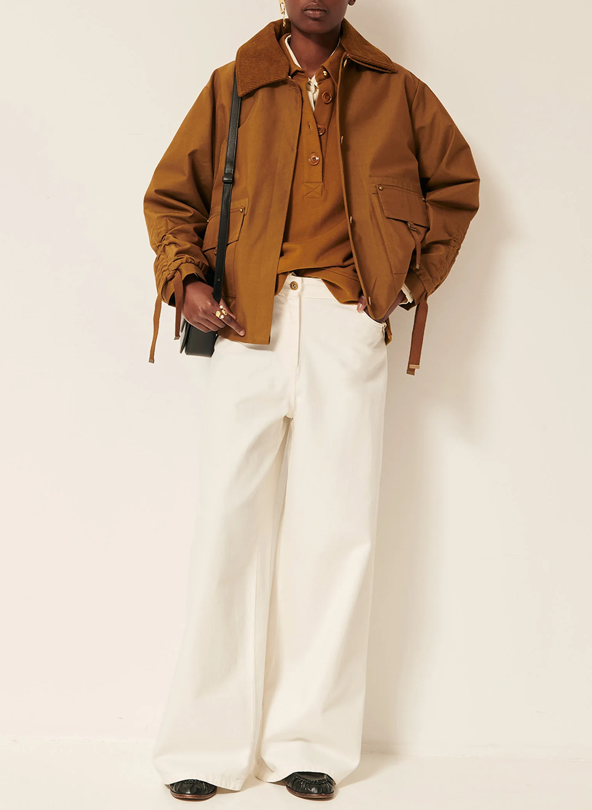 Blouson oversize col classique en coton mélangé SESSUN Marron