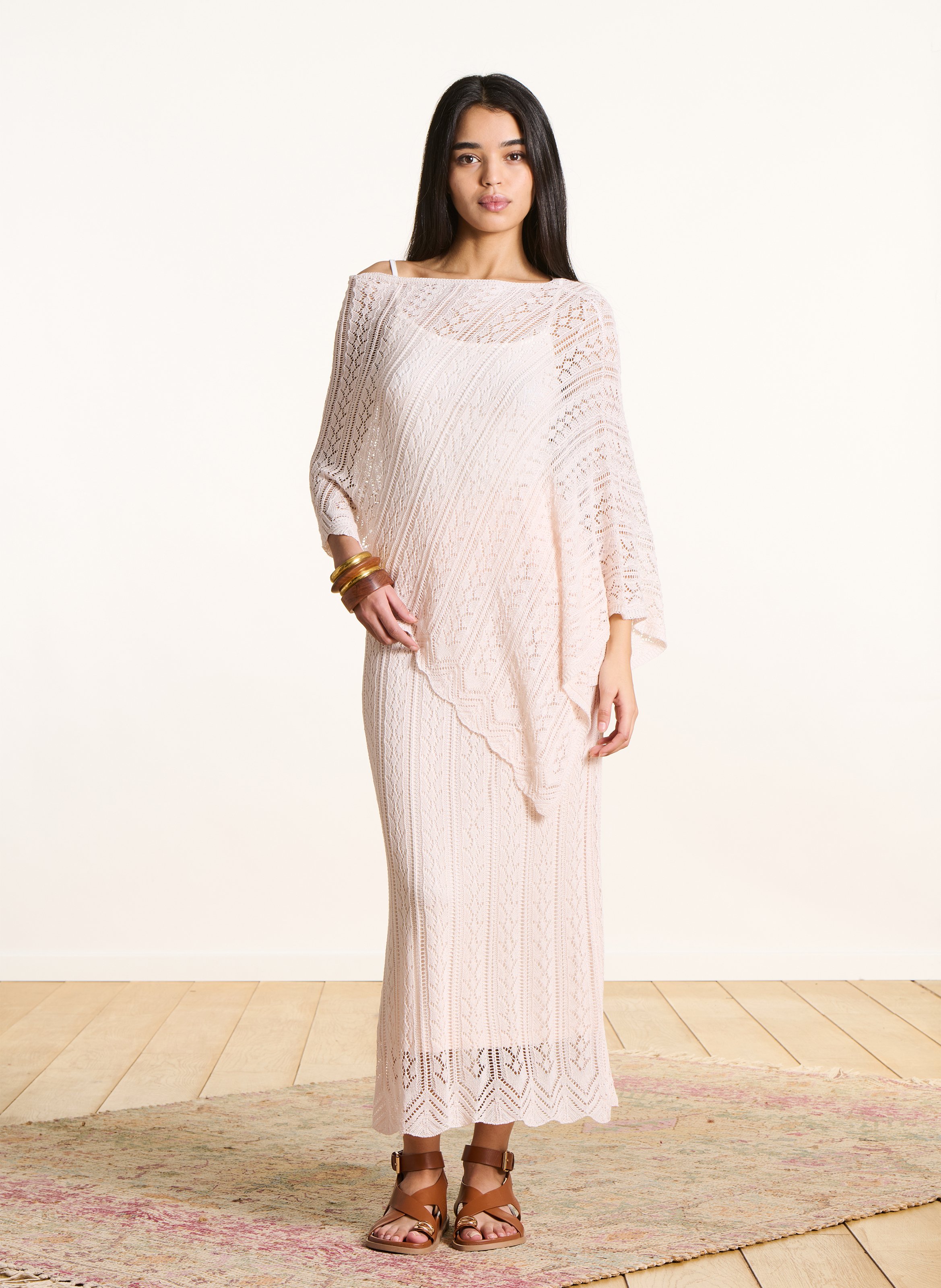 Jupe longue en maille LA FEE MARABOUTEE Blanc