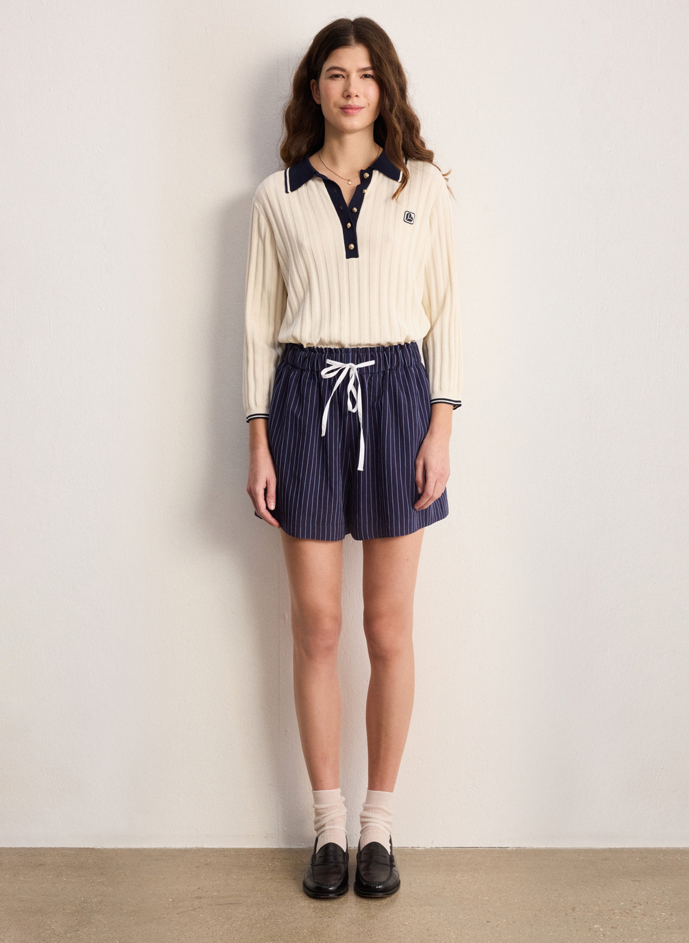 Striped straight-cut shorts PABLO Blue