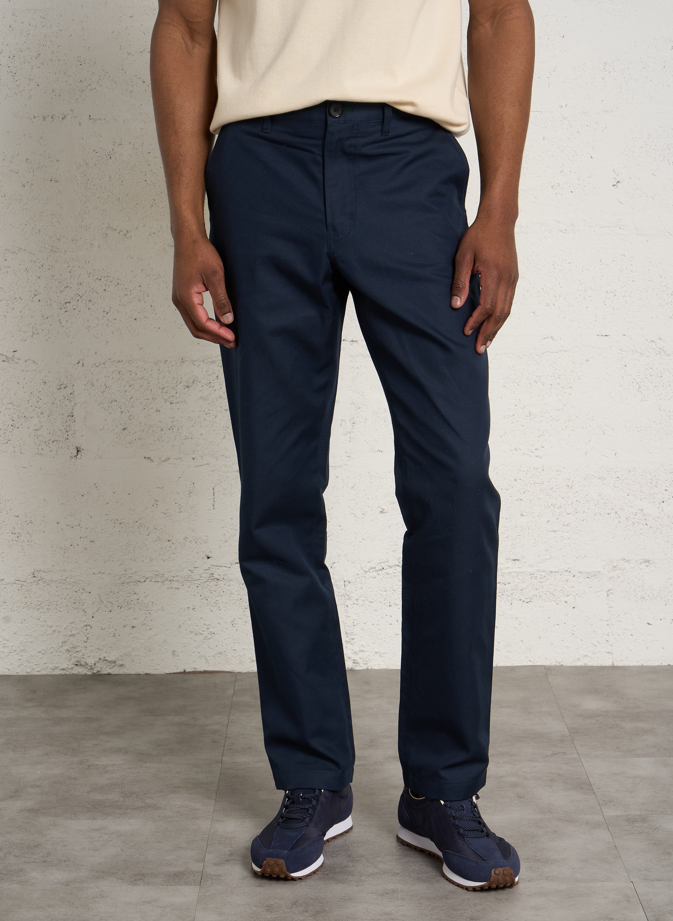 Pantalon droit en coton et lin mélangé PAUL SMITH Bleu