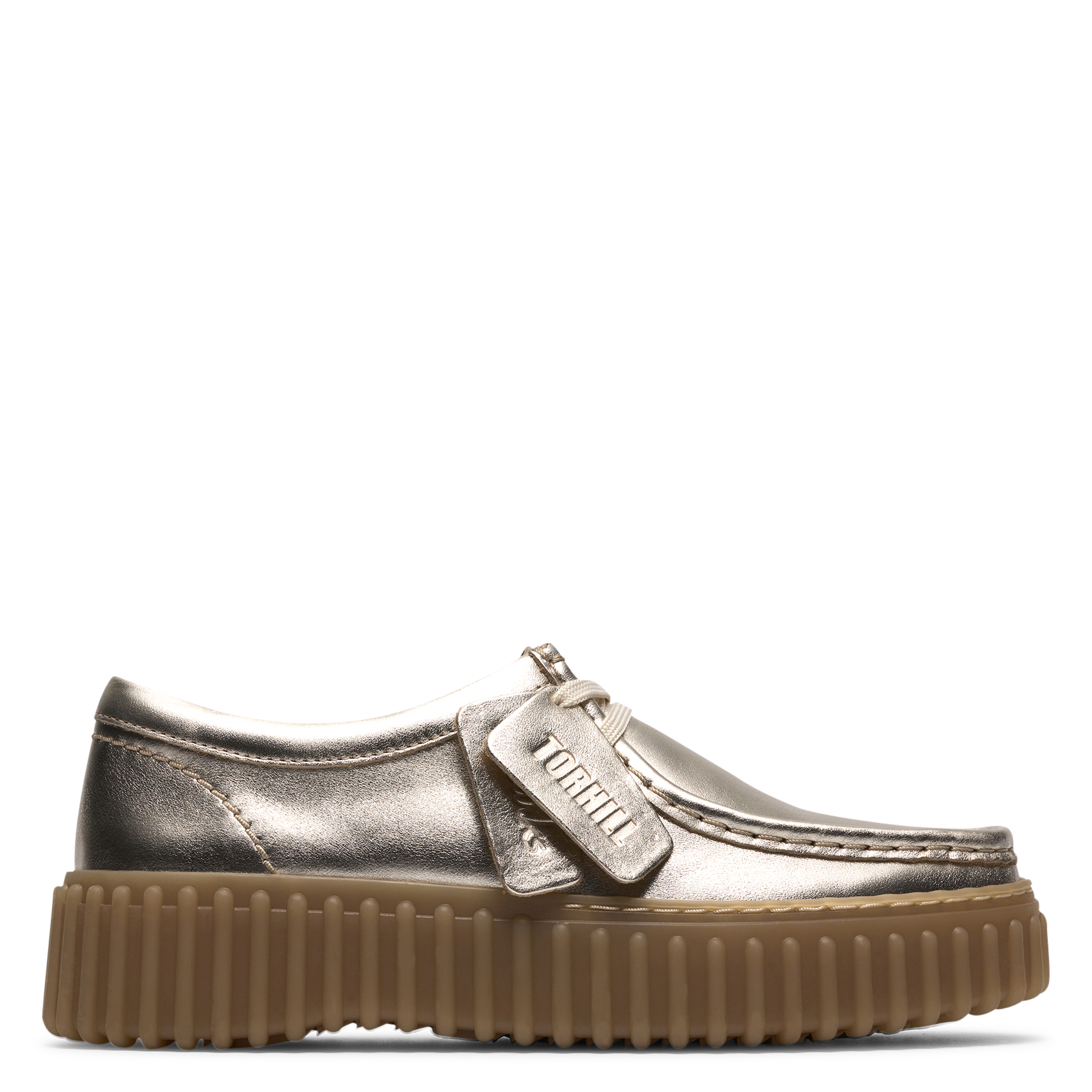 Metallic crackled leather loafers CLARKS Golden