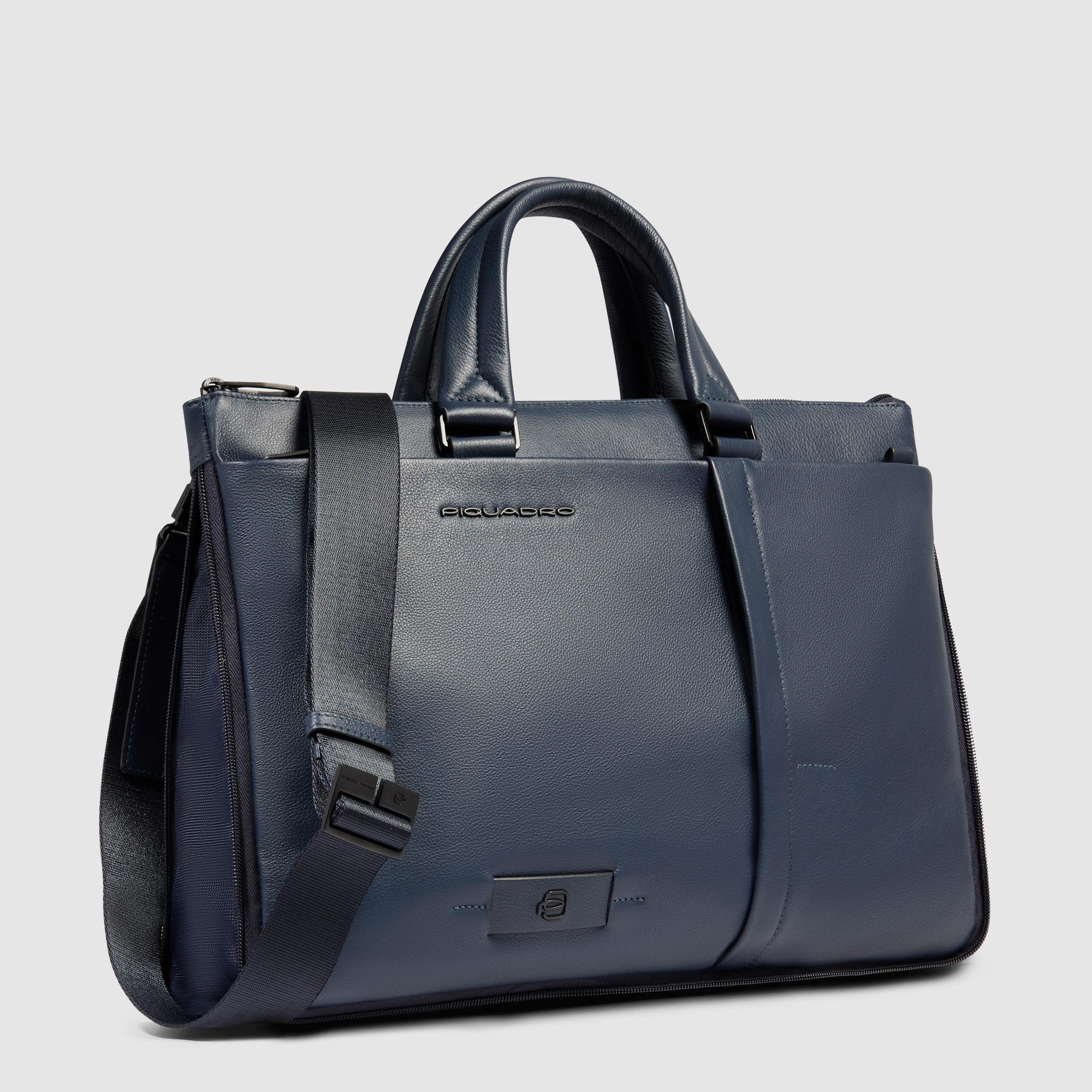 Slim expandable laptop bag for 15.6" PIQUADRO Blue