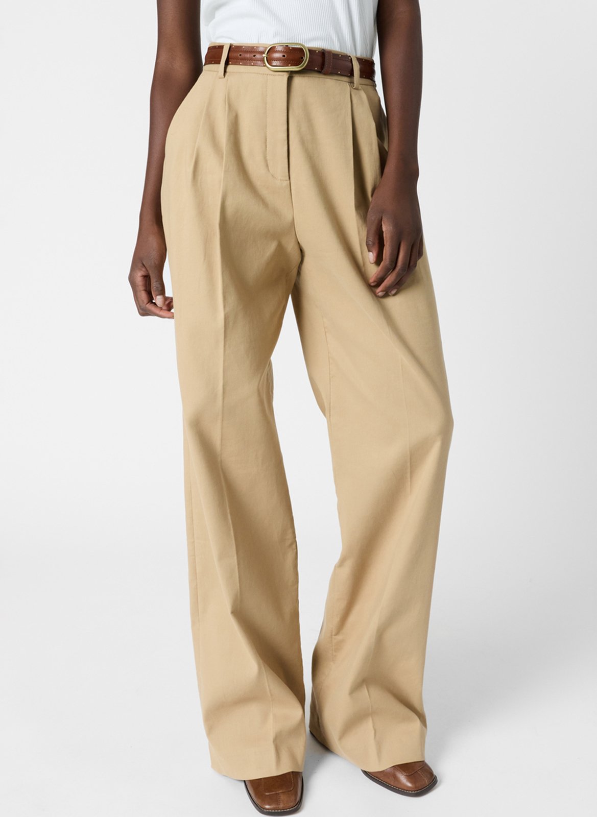 Pantalon large en coton mélangé GERARD DAREL Marron