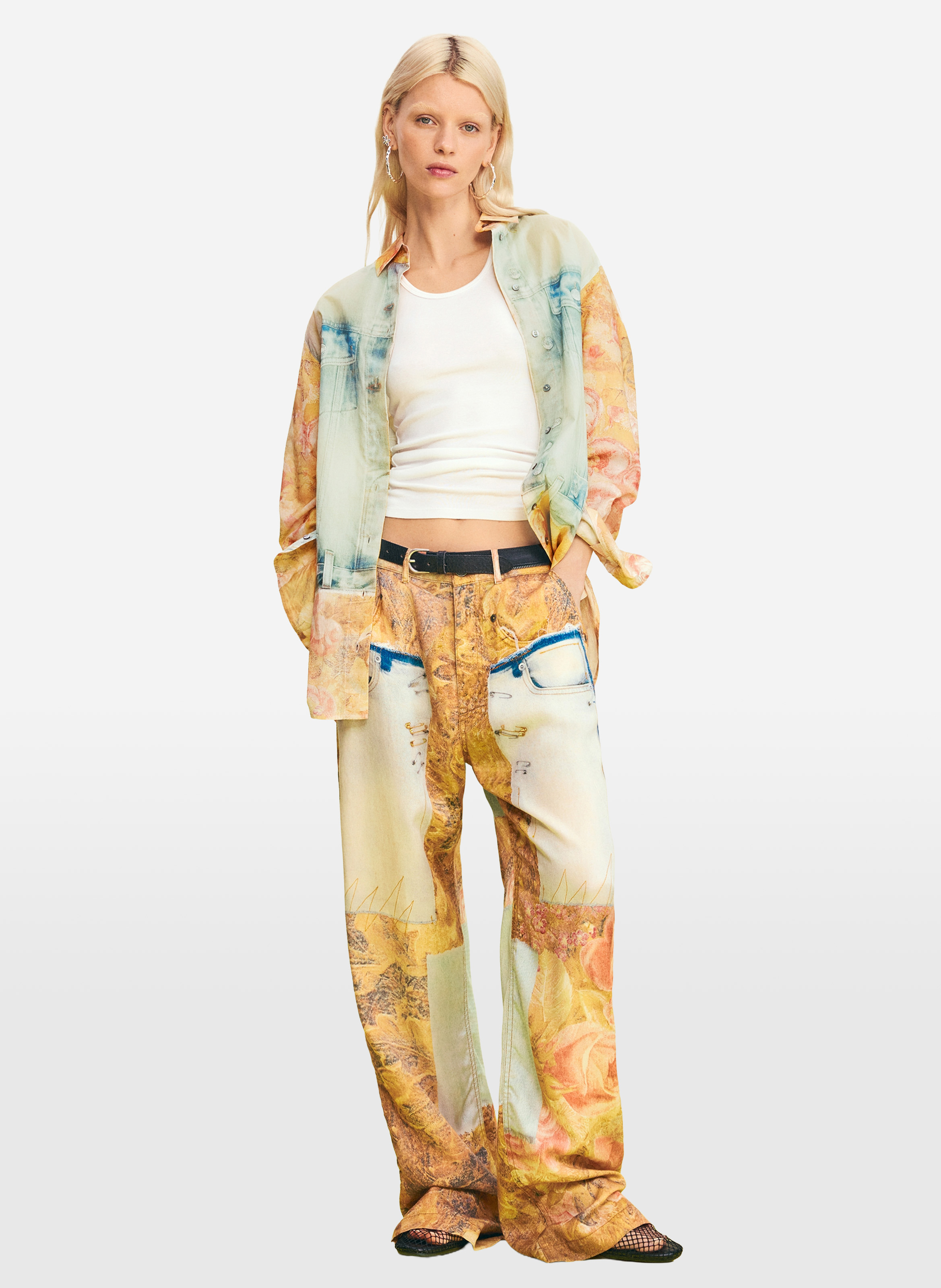 Chemise ample imprimée en coton DESIGUAL Jaune