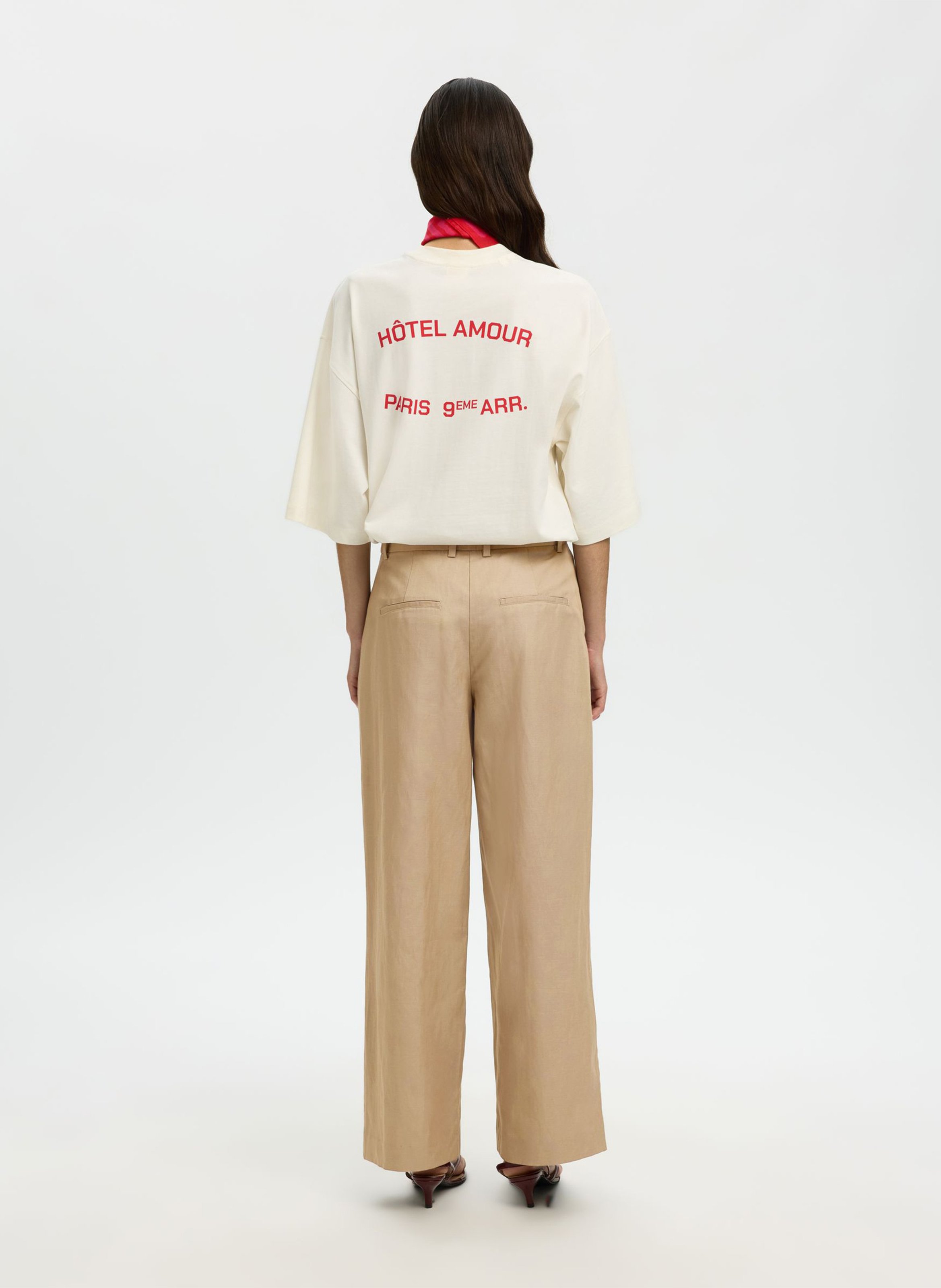 Mid-high-waisted wide trousers SELECTED Grey