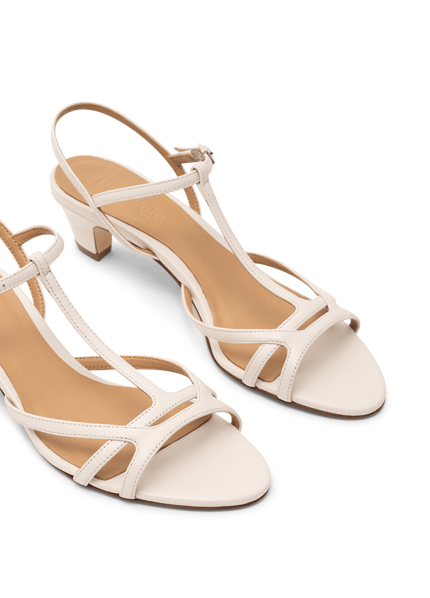 Latte nappa leather sandals PARALLELE PARIS White
