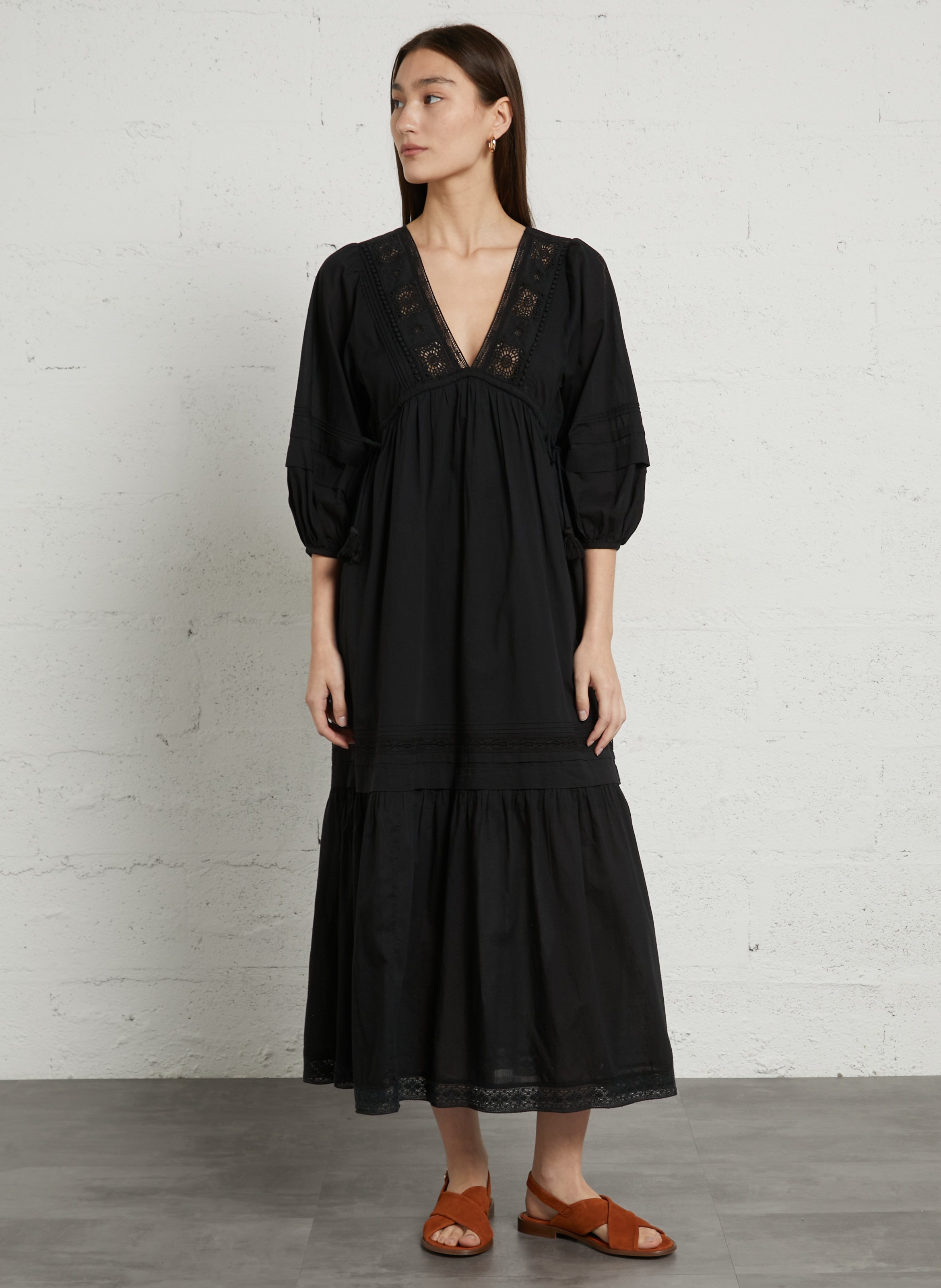 Sandales plates à brides en cuir suédé MAISON TOUFET Marron