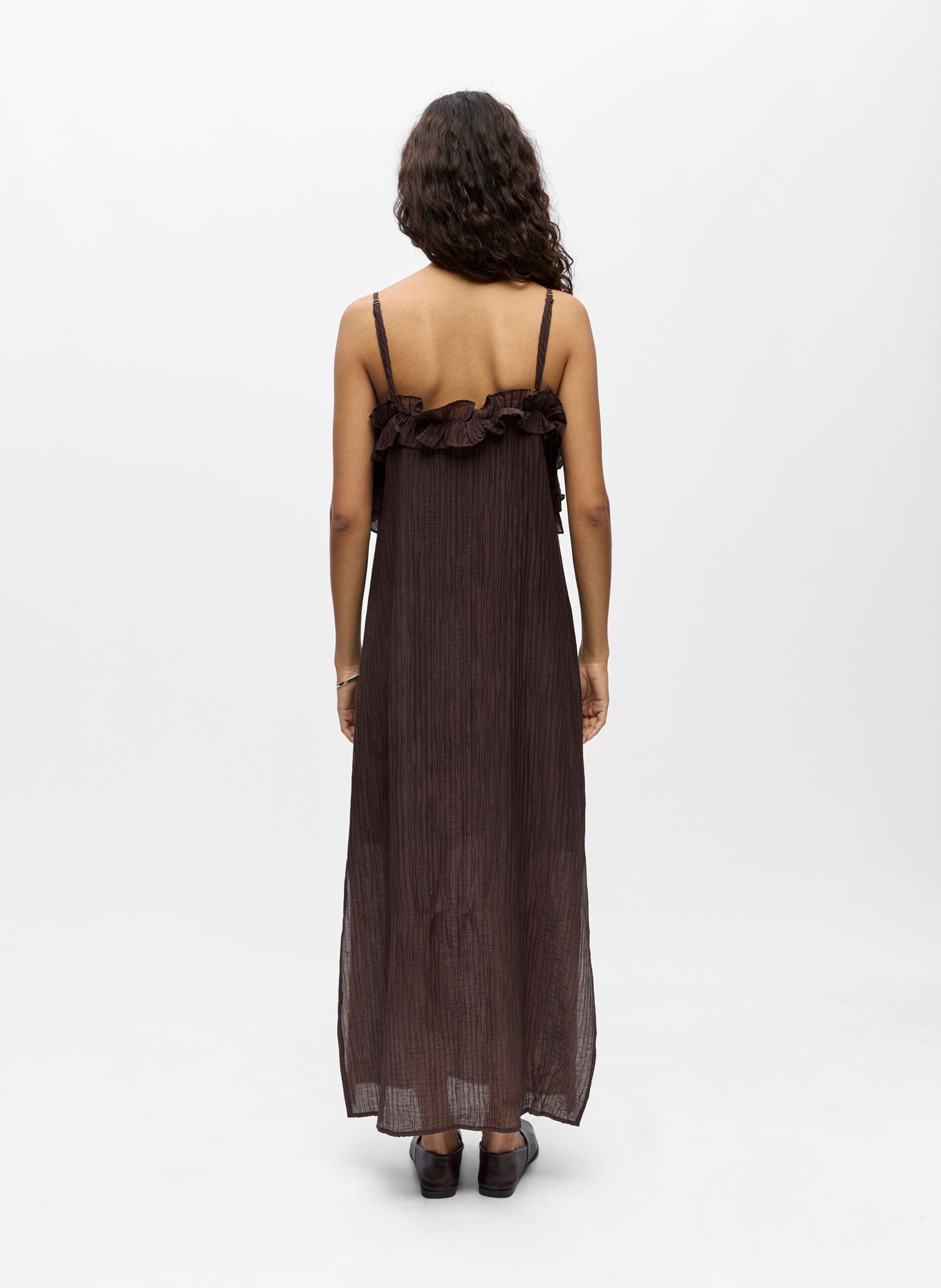 Lange jurk met plooien OBJECT Bruin