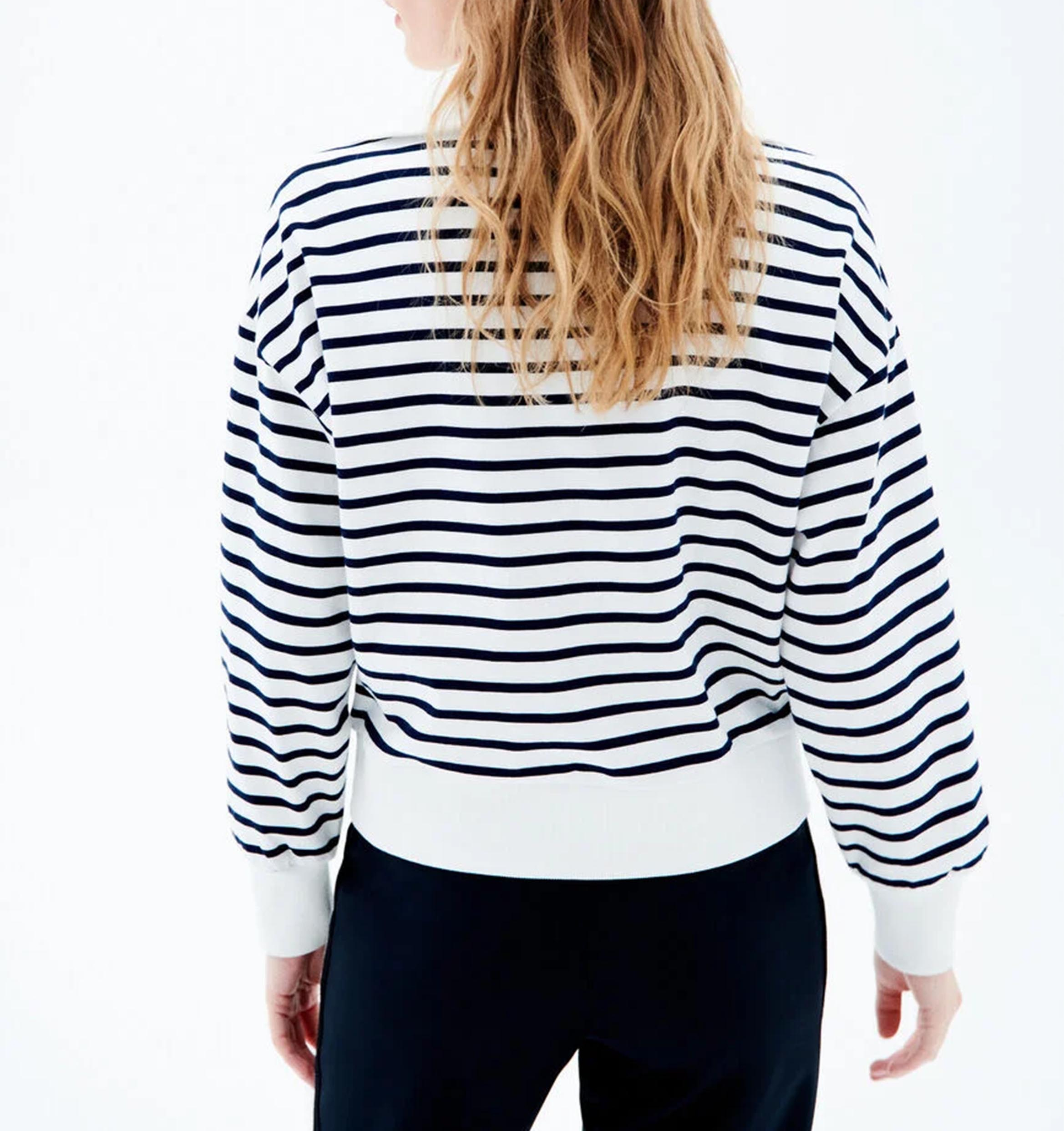 High-neck striped cotton sweater CAROLL Blue