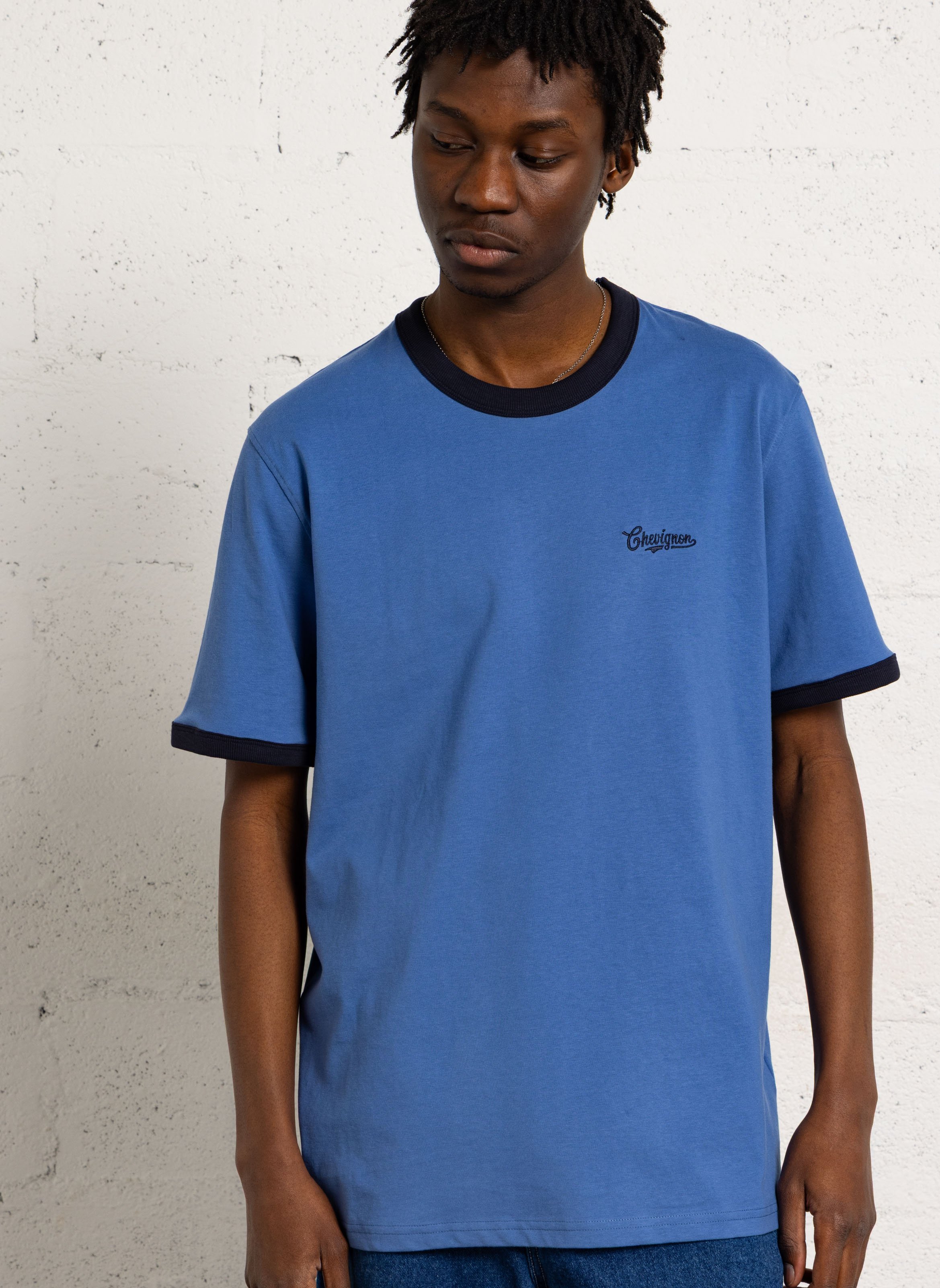 Straight screen-printed round-neck T-shirt CHEVIGNON Blue