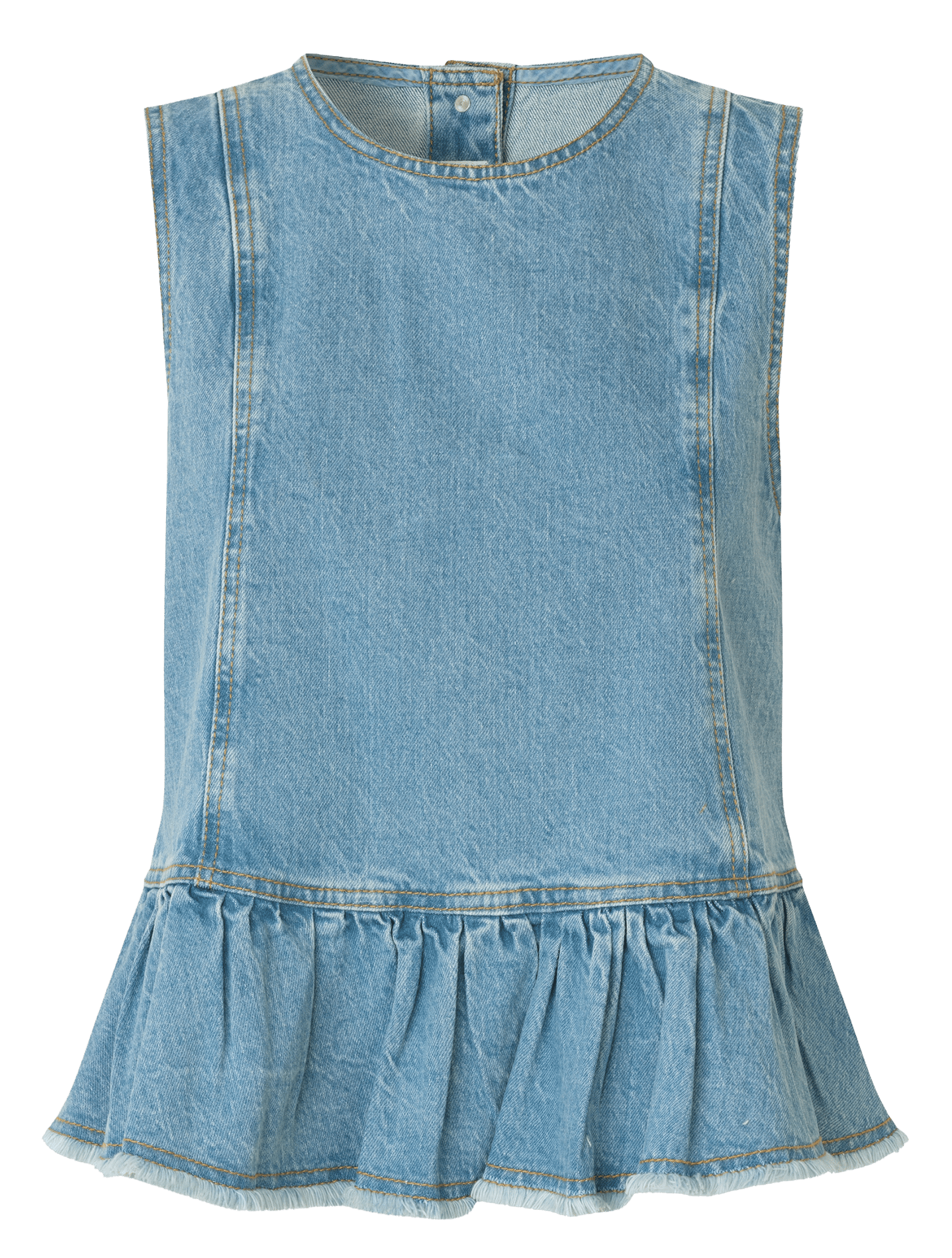 Sleeveless denim ruffle top BAUM UND PFERDGARTEN Blue