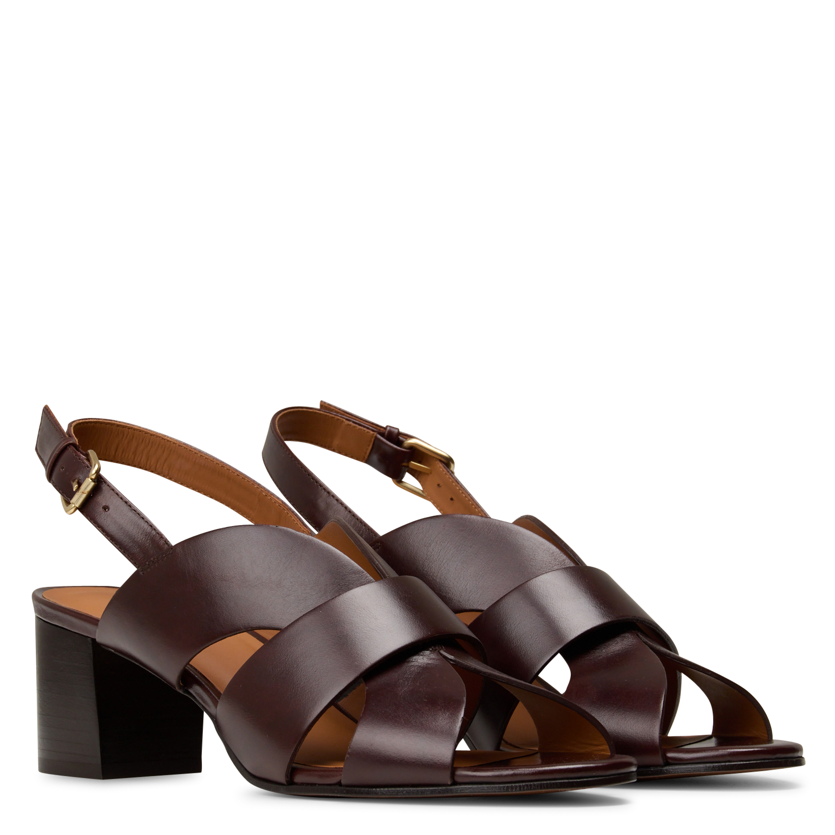 Halfhoge, leren sandalen RIVECOUR Bruin