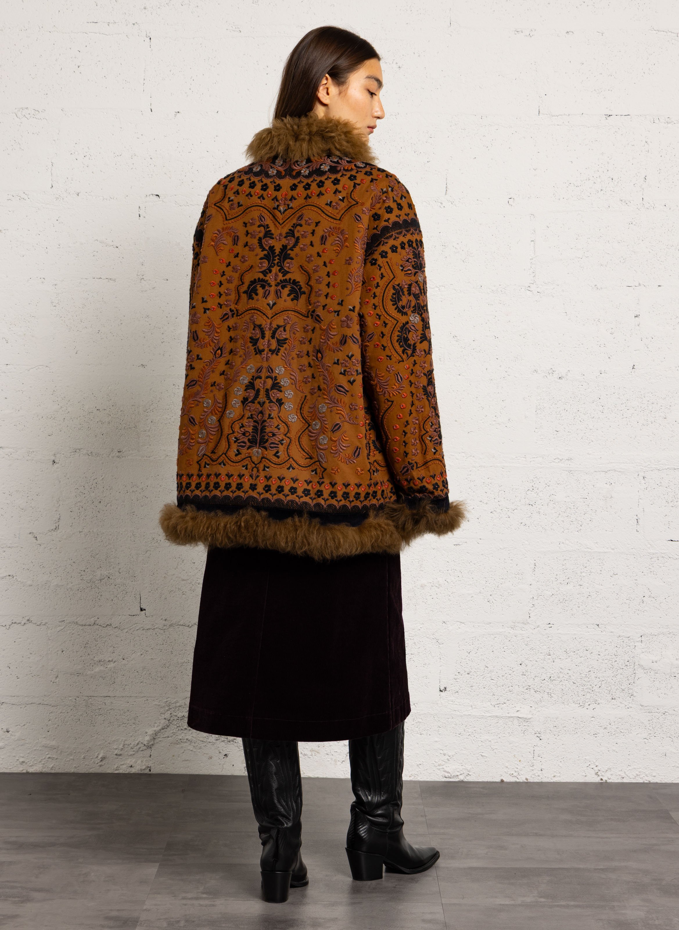 Embroidered cotton jacket ANTIK BATIK Brown