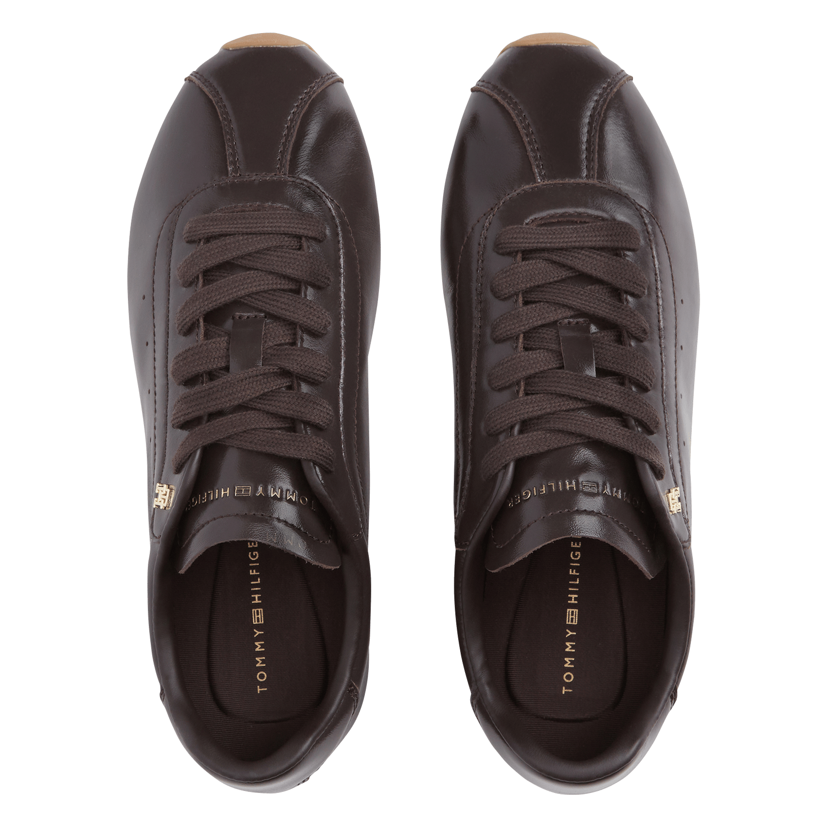 Leather low-top sneakers TOMMY HILFIGER Brown