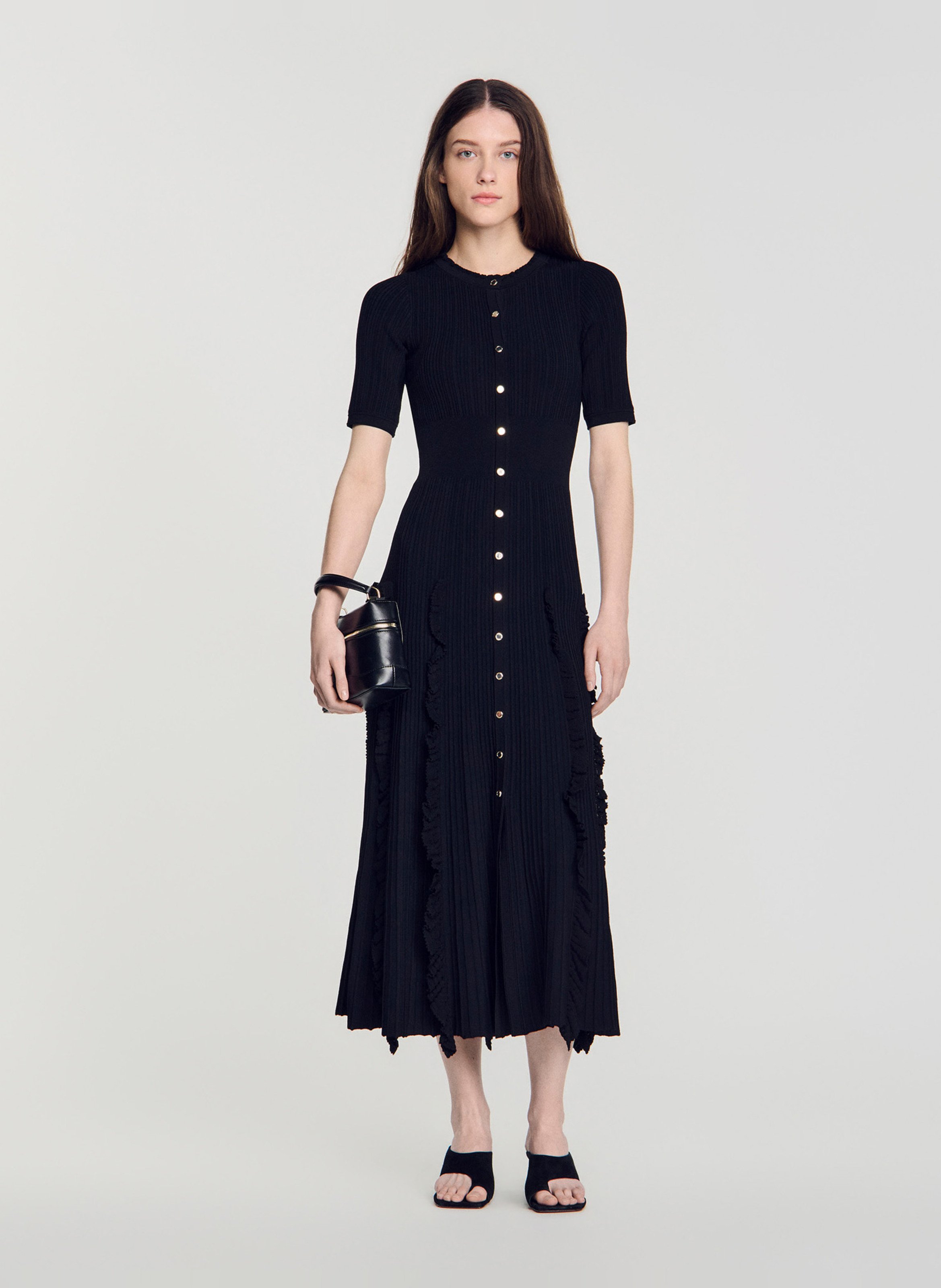 Robe longue en maille SANDRO Noir