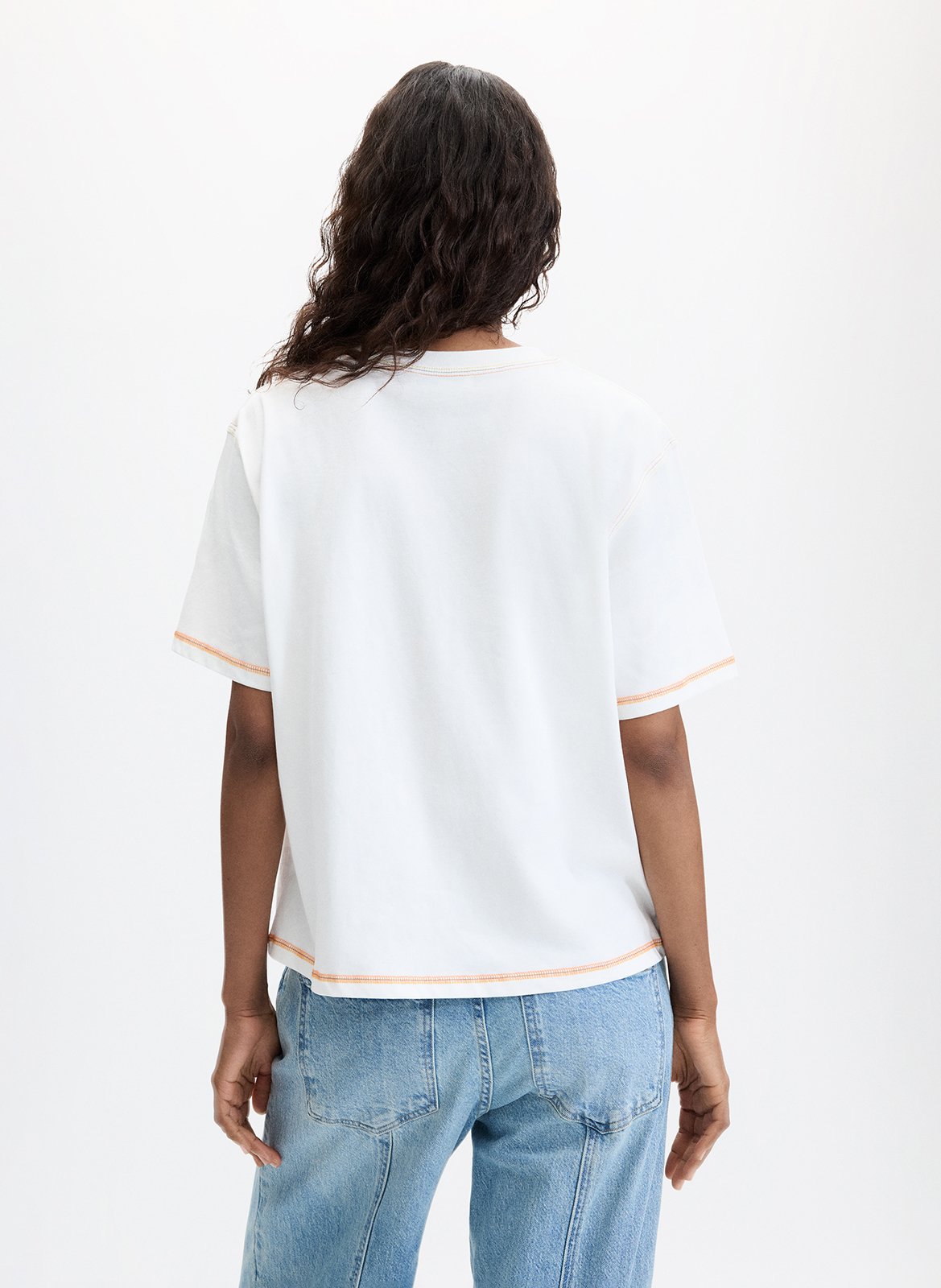 Tee-shirt oversize col rond en coton sérigraphié DESIGUAL Blanc