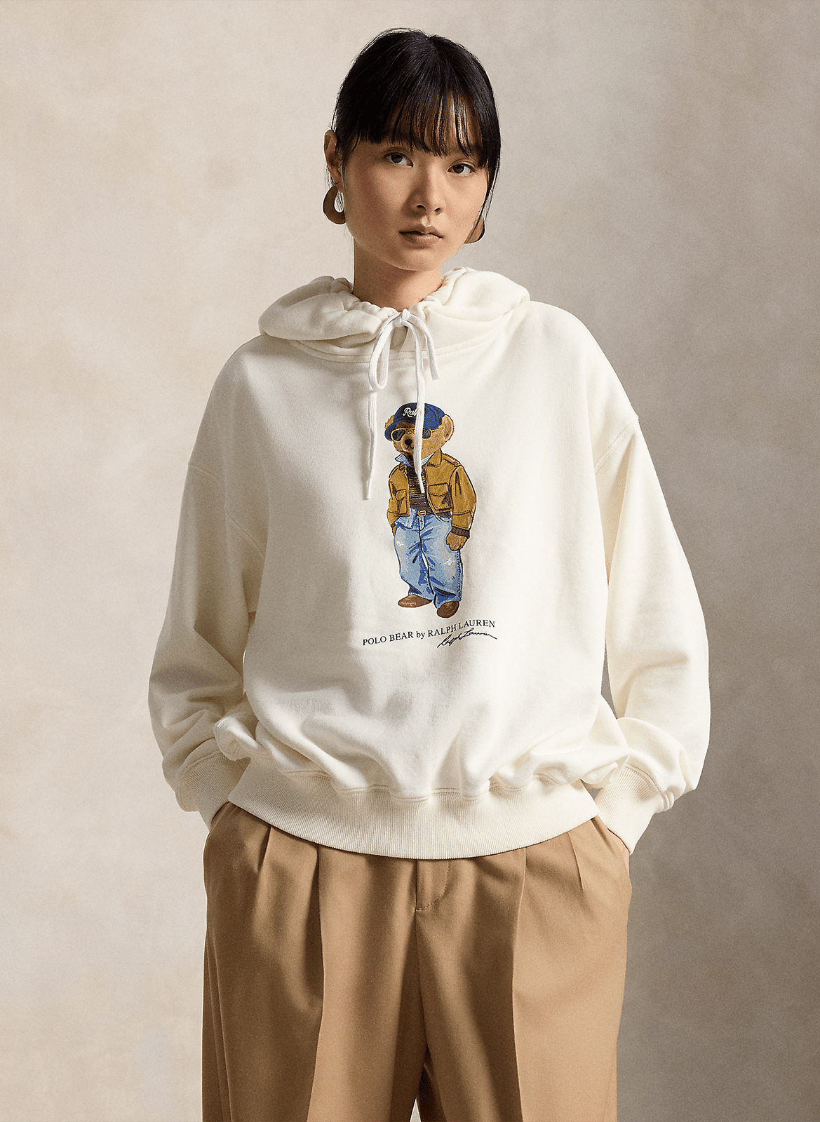 Bedruckter Kapuzenpullover aus Baumwollmischung POLO RALPH LAUREN Weiss
