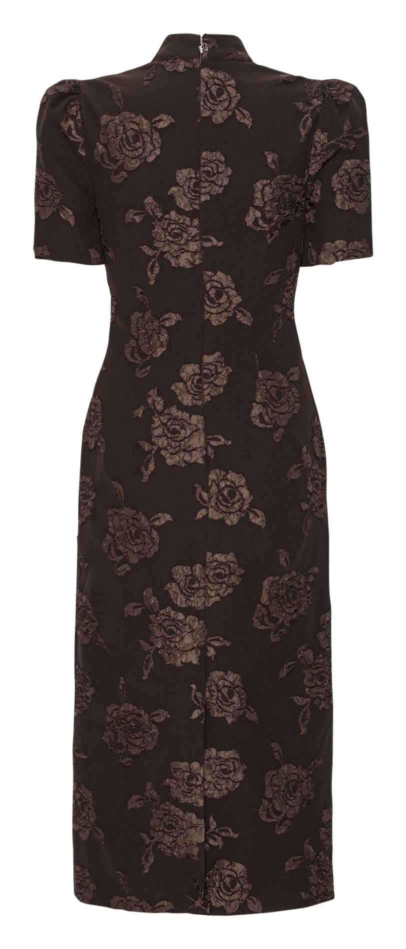 Robe midi à fleurs ton sur ton ROTATE Marron
