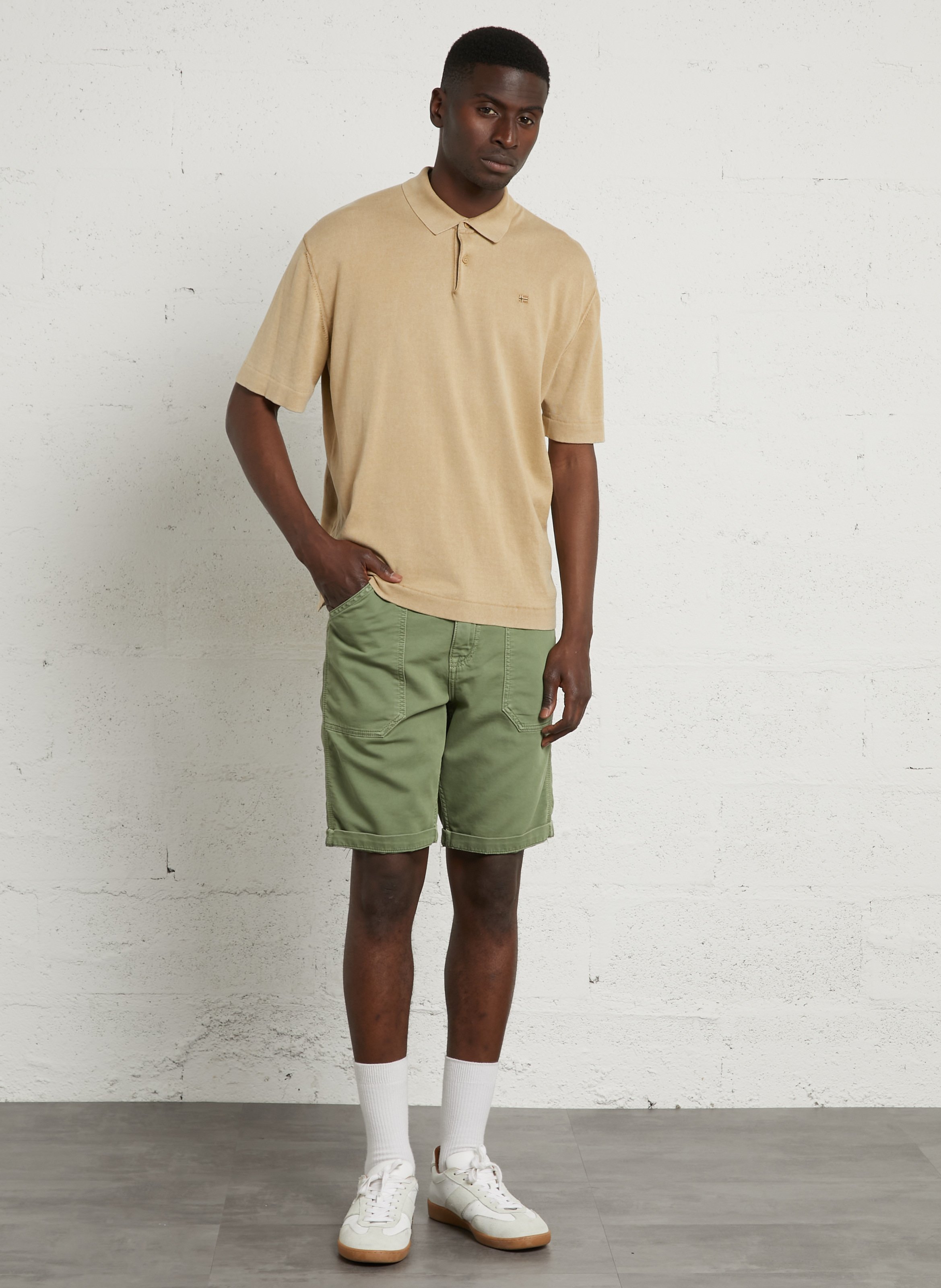 Short chino droit en coton mélangé HACKETT Vert