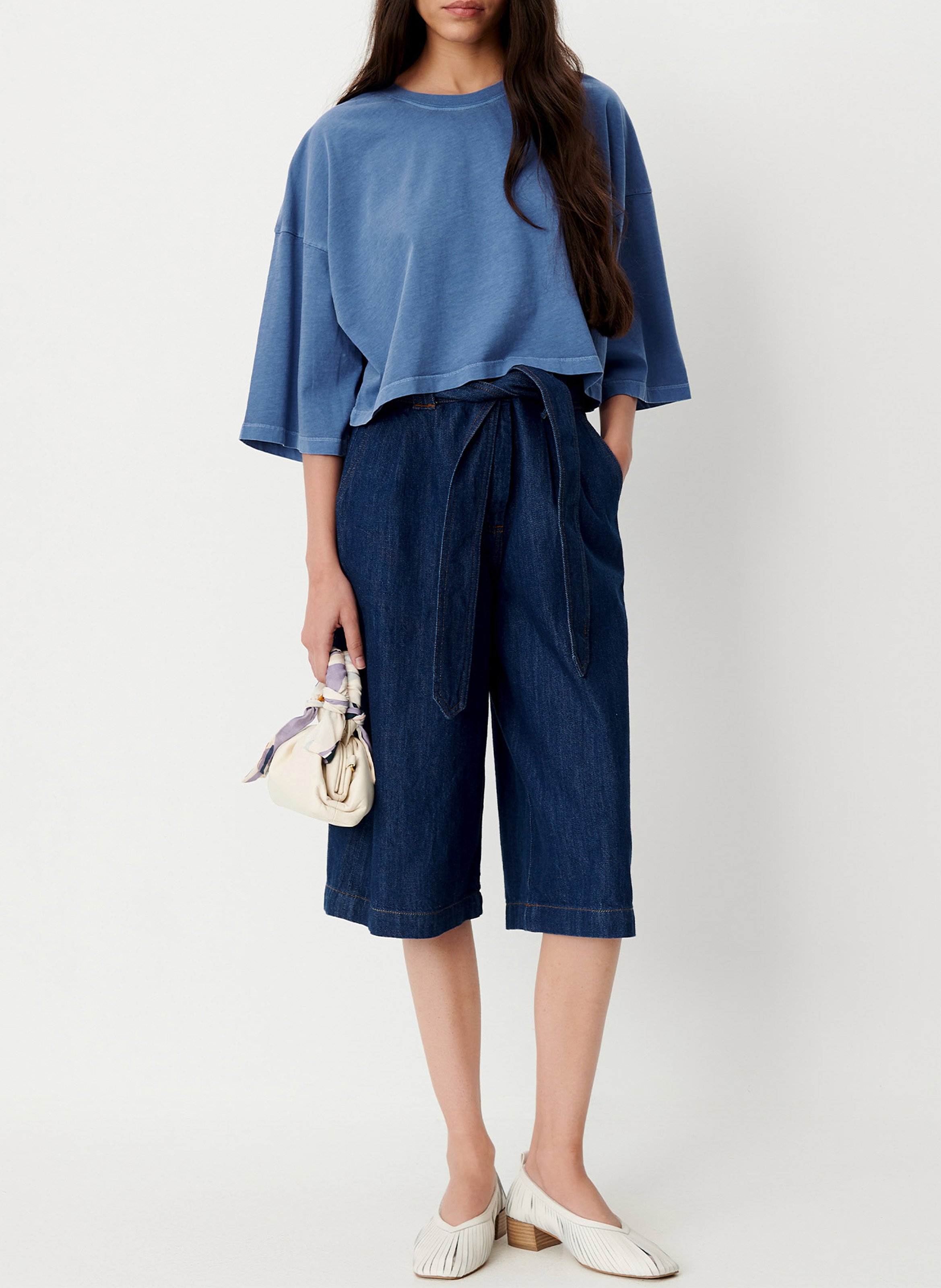 Oversize round-neck cotton T-shirt SESSUN Blue
