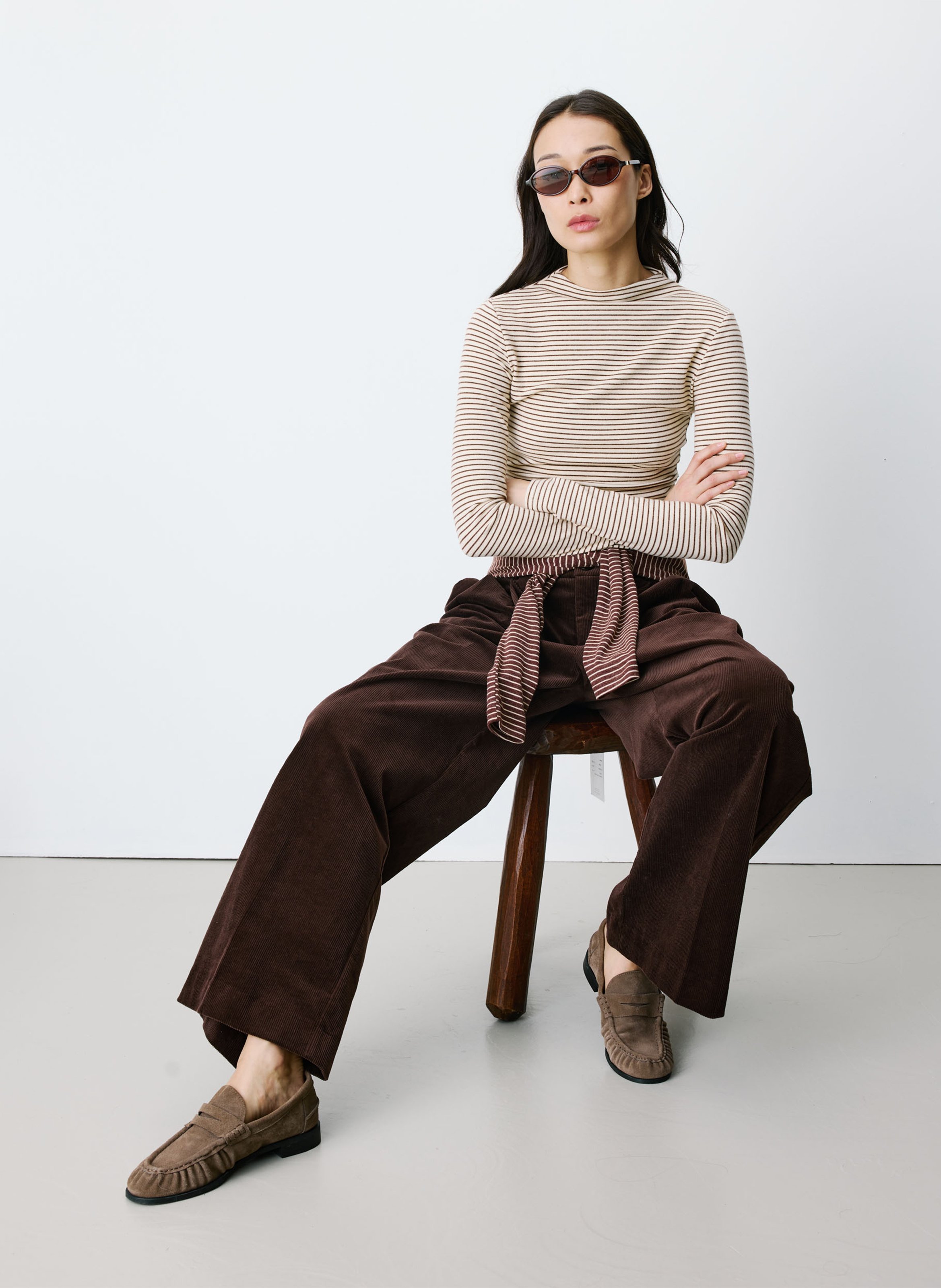 Wijde ribbroek | Bruin GRACE ET MILA Dames