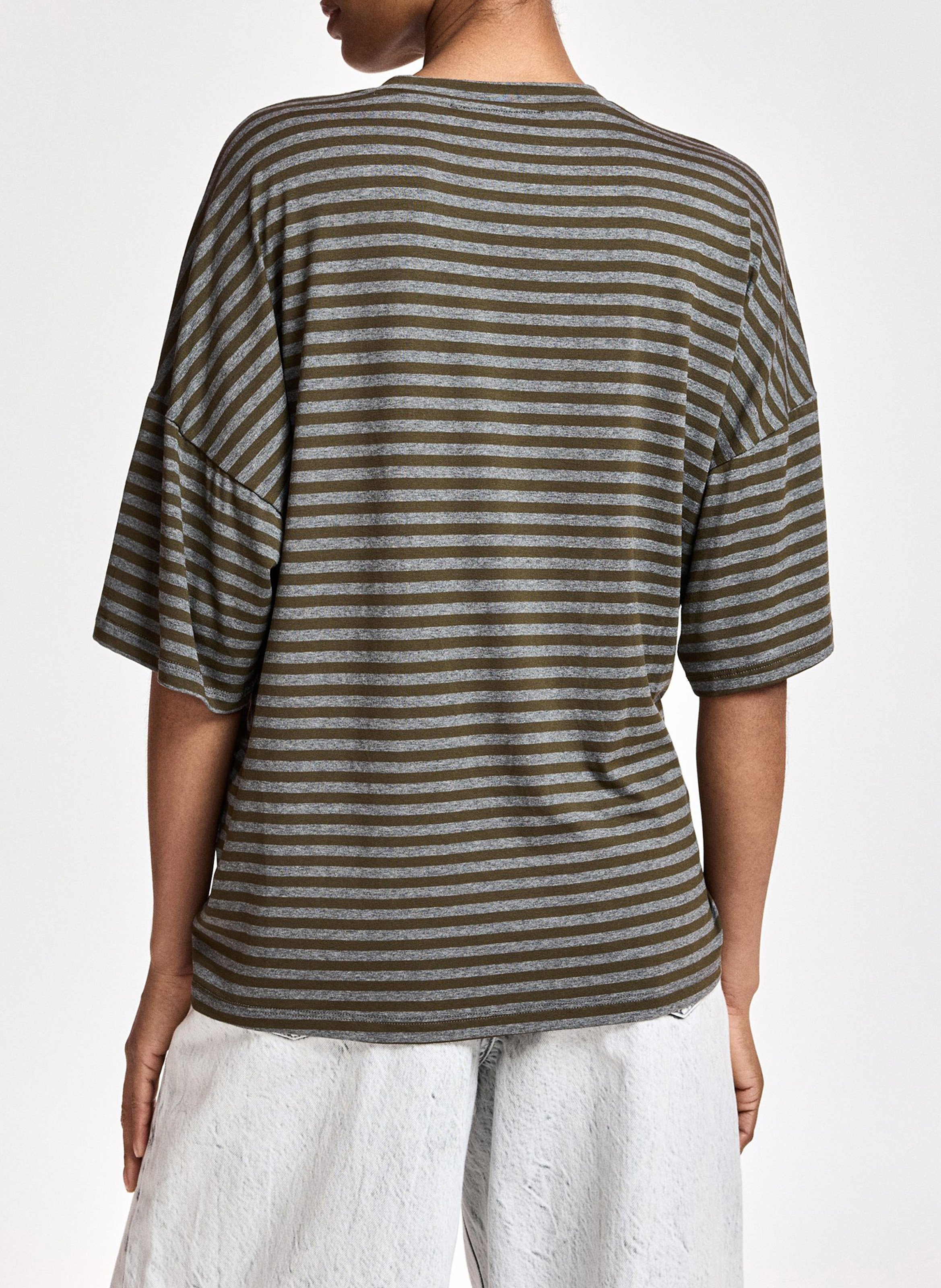Tee-shirt oversize col rond rayé ESSENTIEL ANTWERP Vert