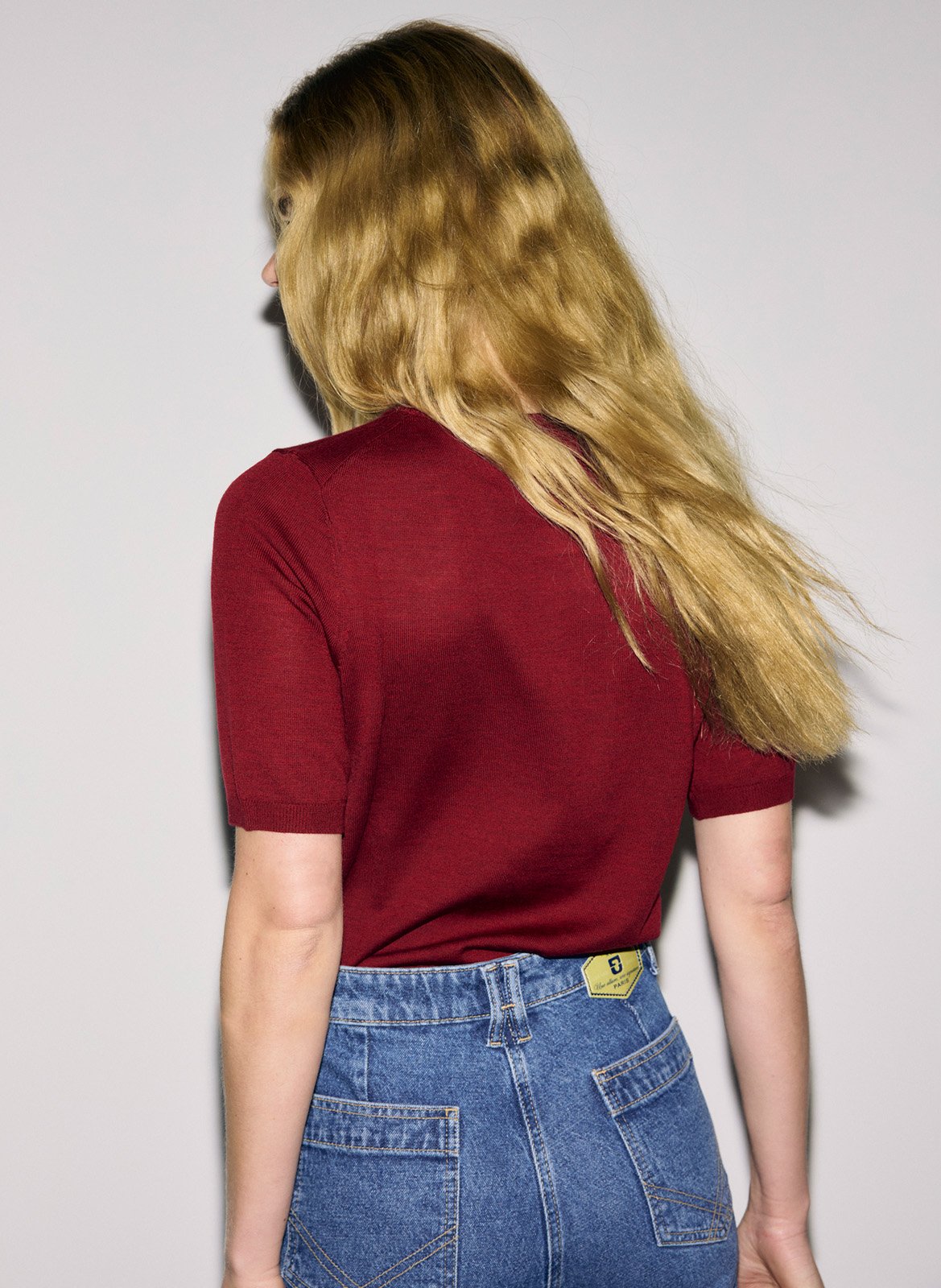 Kurzarm-Pullover aus Wolle. GERARD DAREL Rot