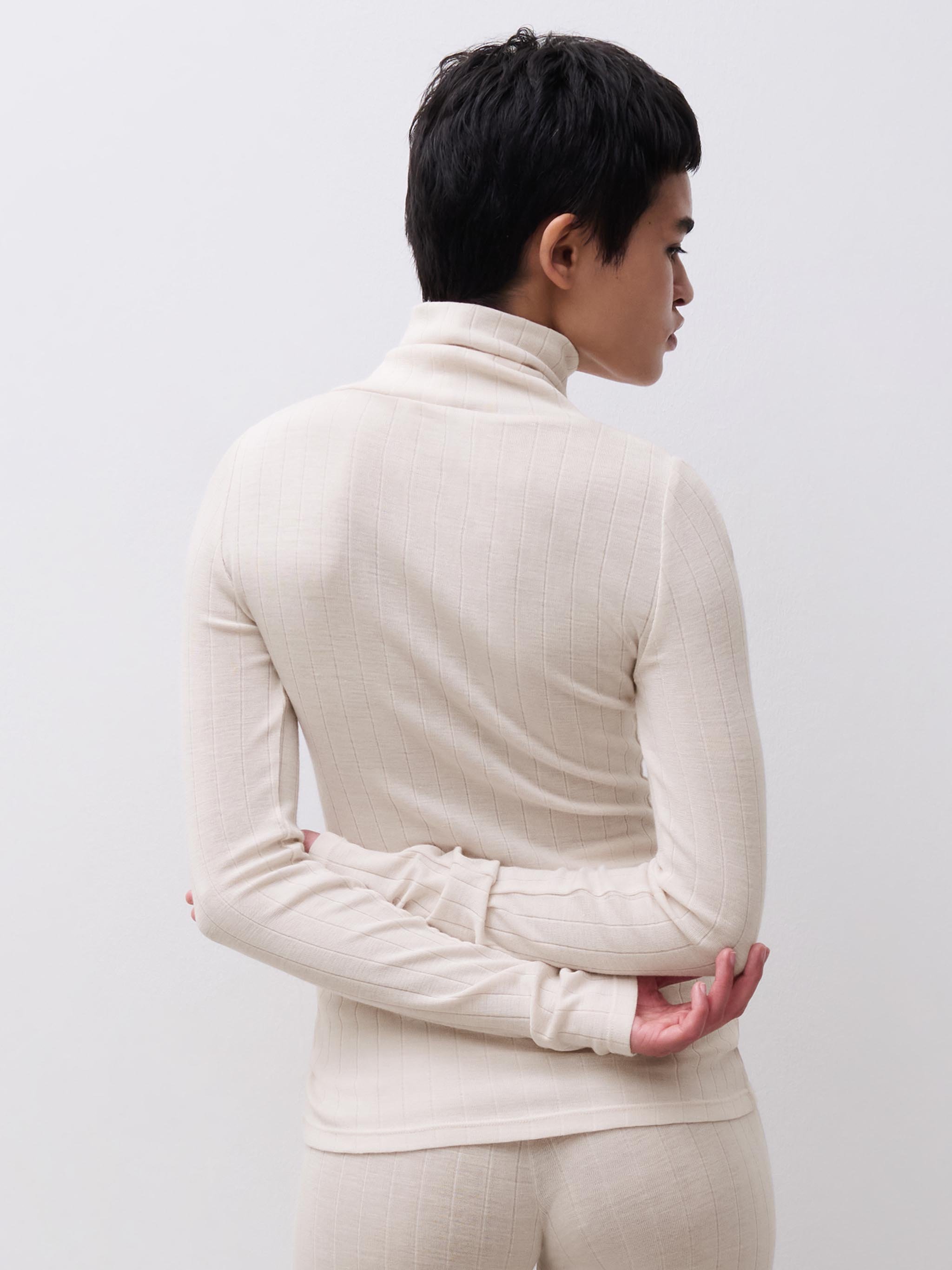 Long-sleeve turtleneck T-shirt CHANTELLE Beige