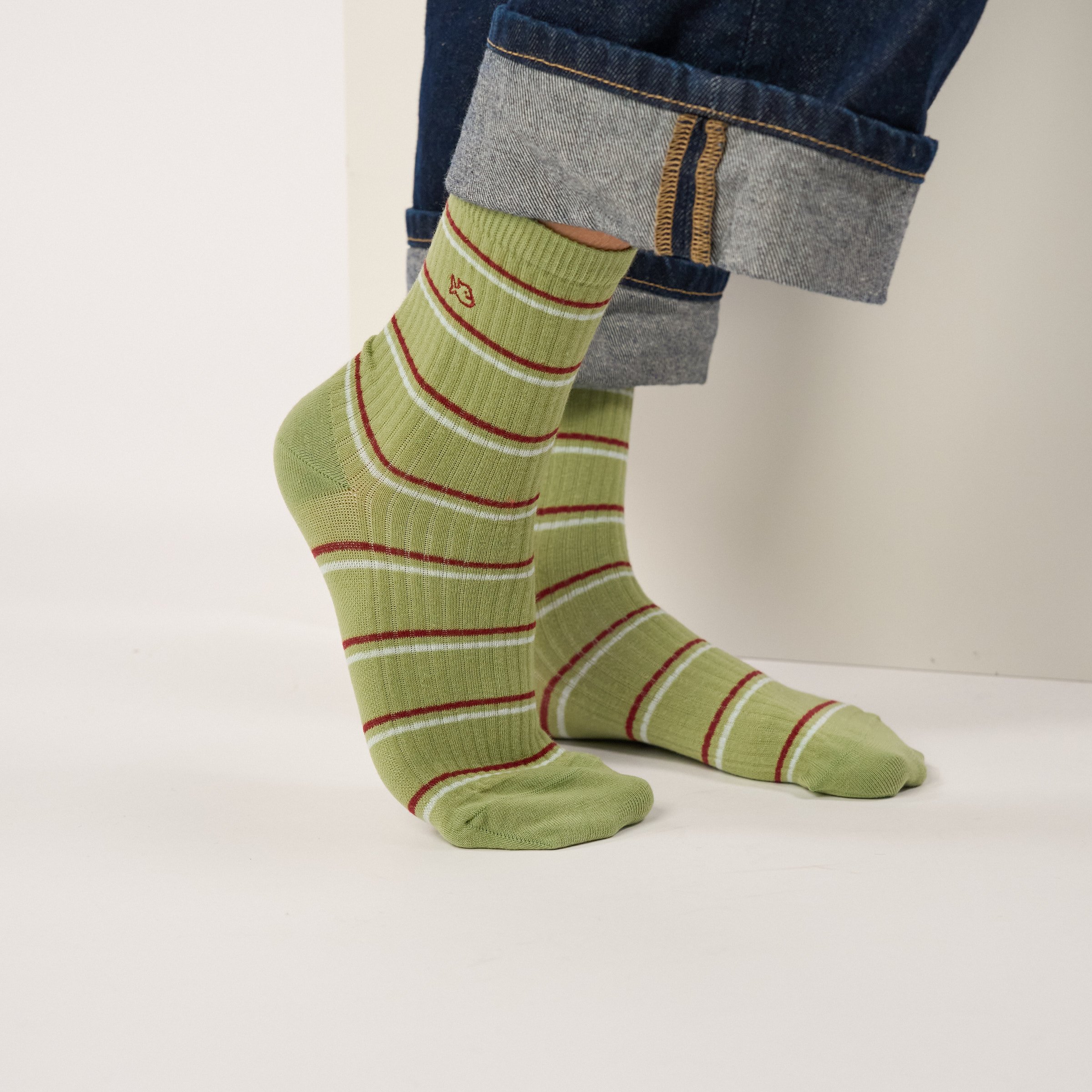 Combed cotton striped socks BILLYBELT Green