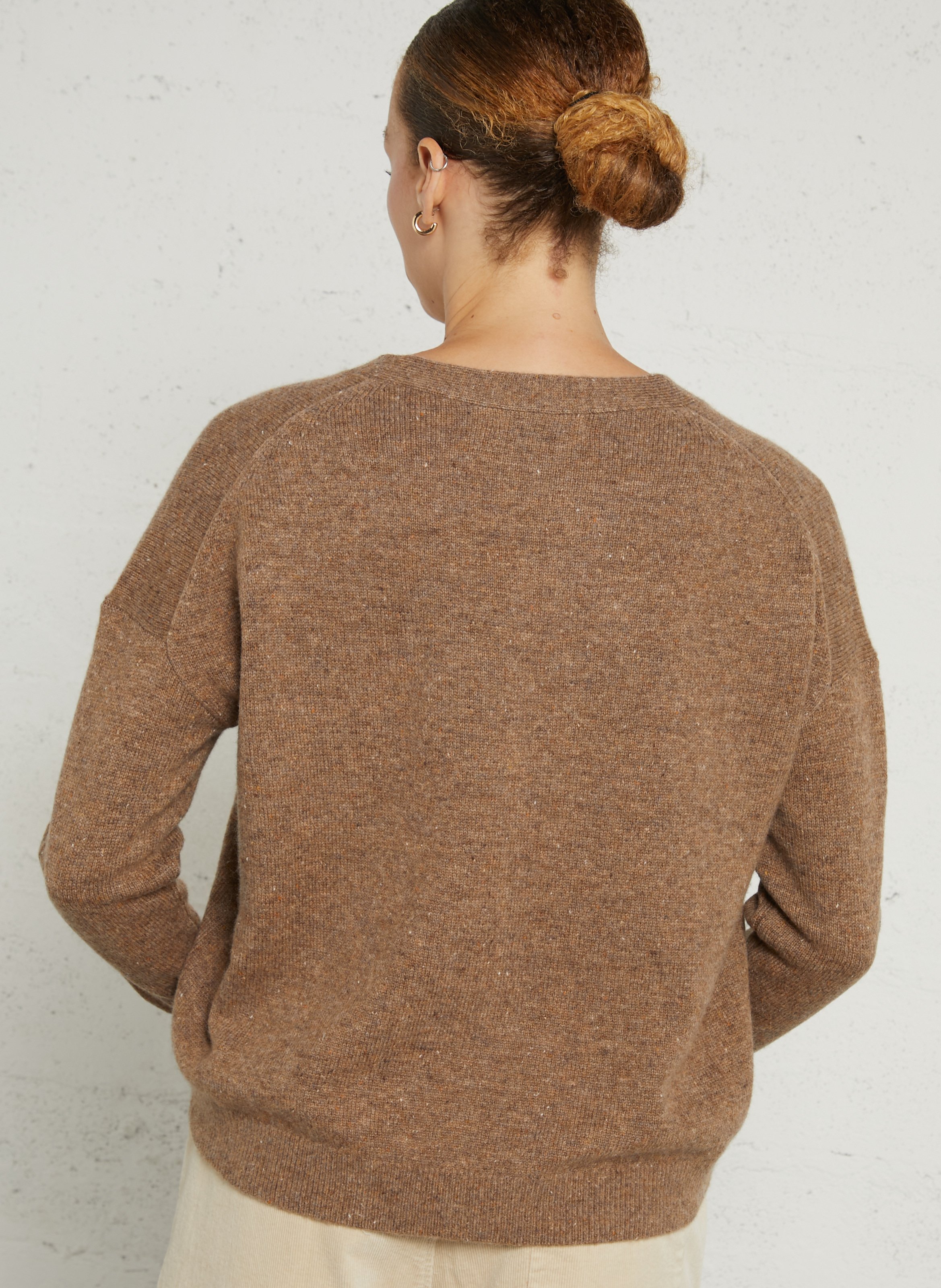 Straight V-neck wool vest JC SOPHIE Brown