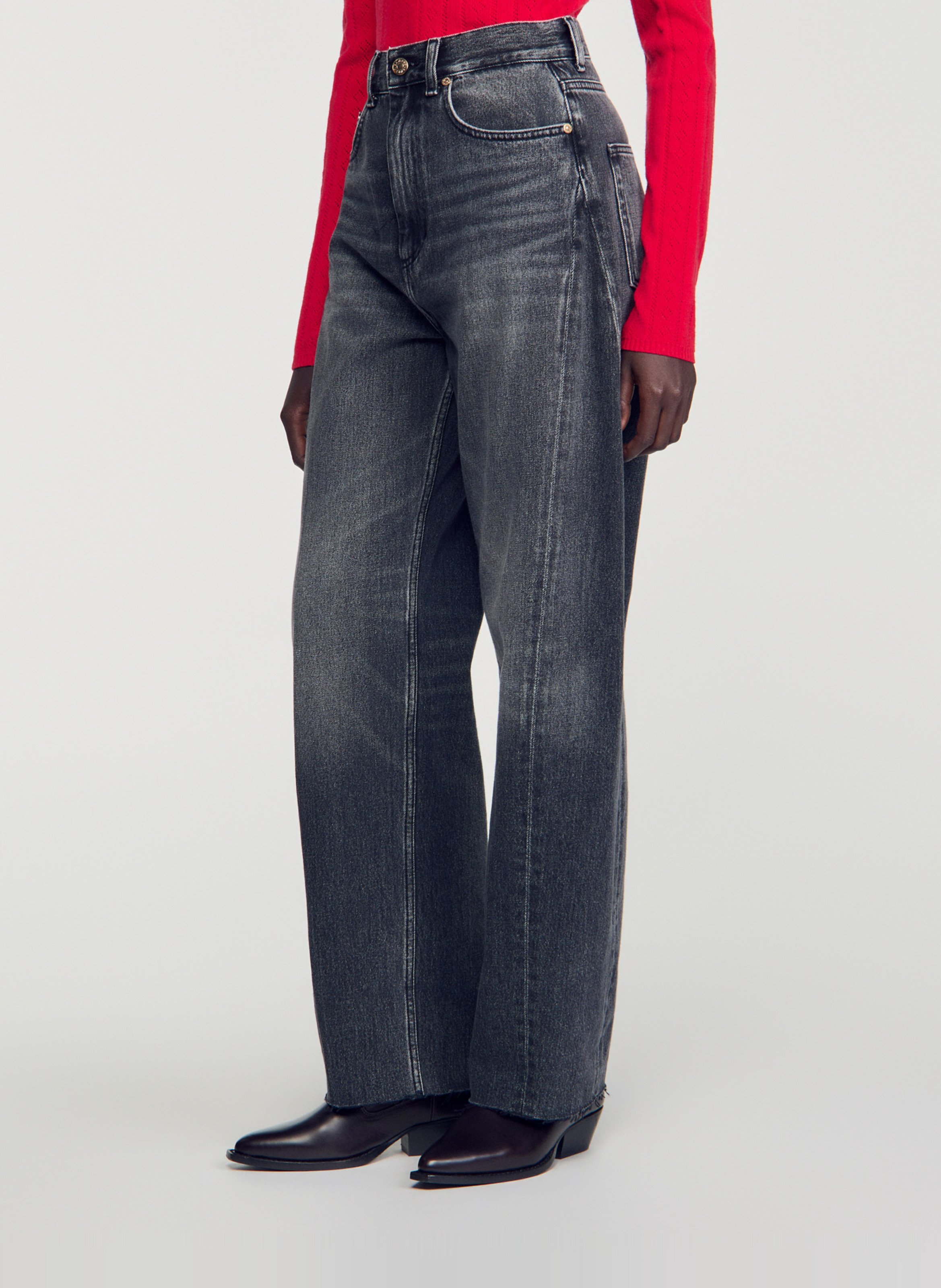 Rechte wijde effen jeans. SANDRO Grijs