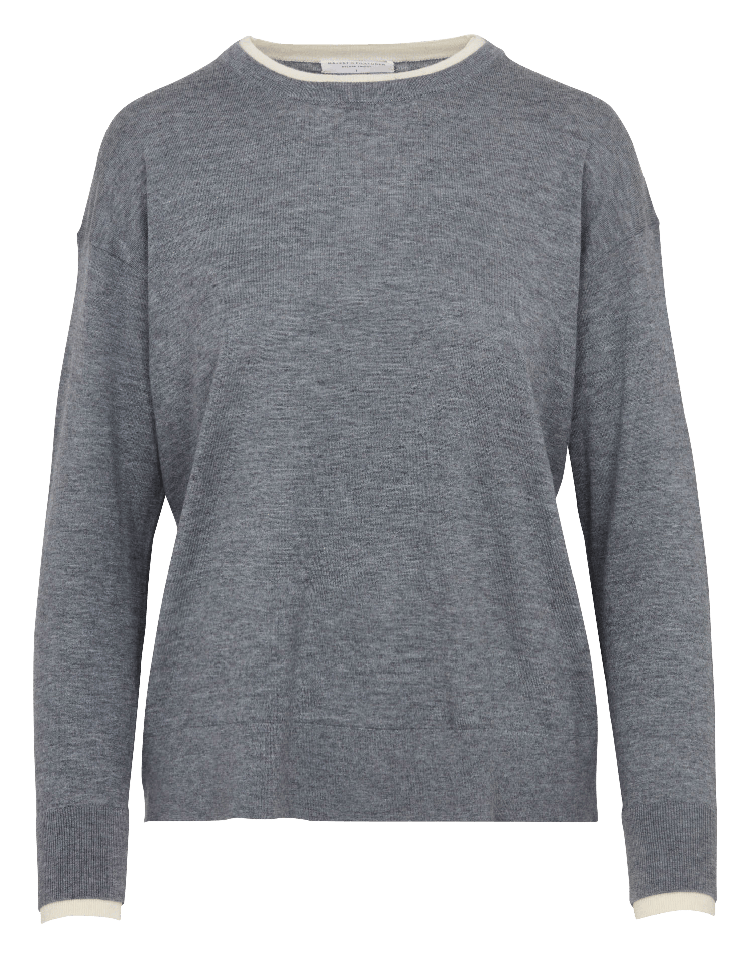 Pull droit en soie, laine et cachemire MAJESTIC FILATURES Gris