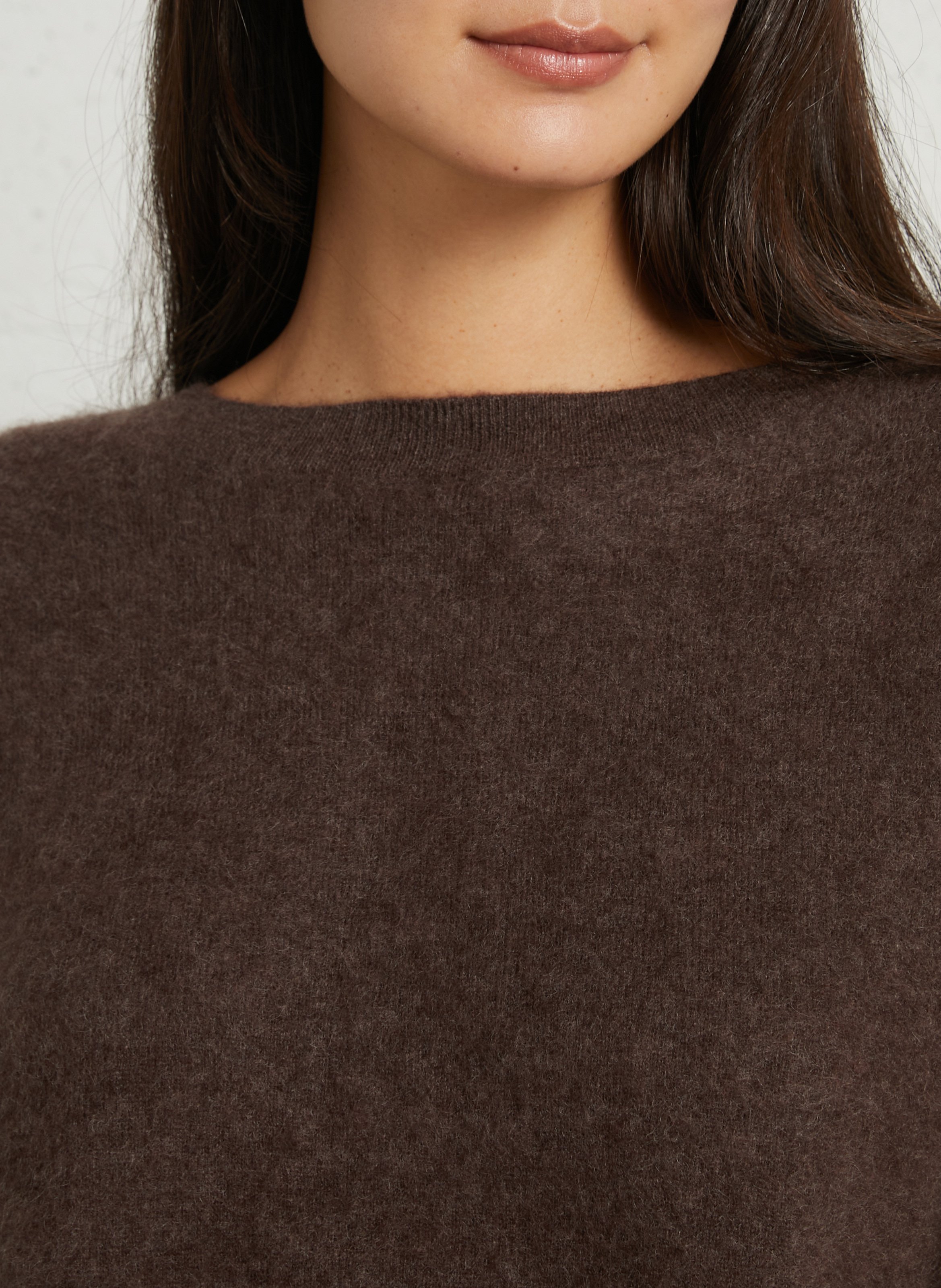 Ample wool and cashmere boat neck sweater MAJESTIC FILATURES Brown