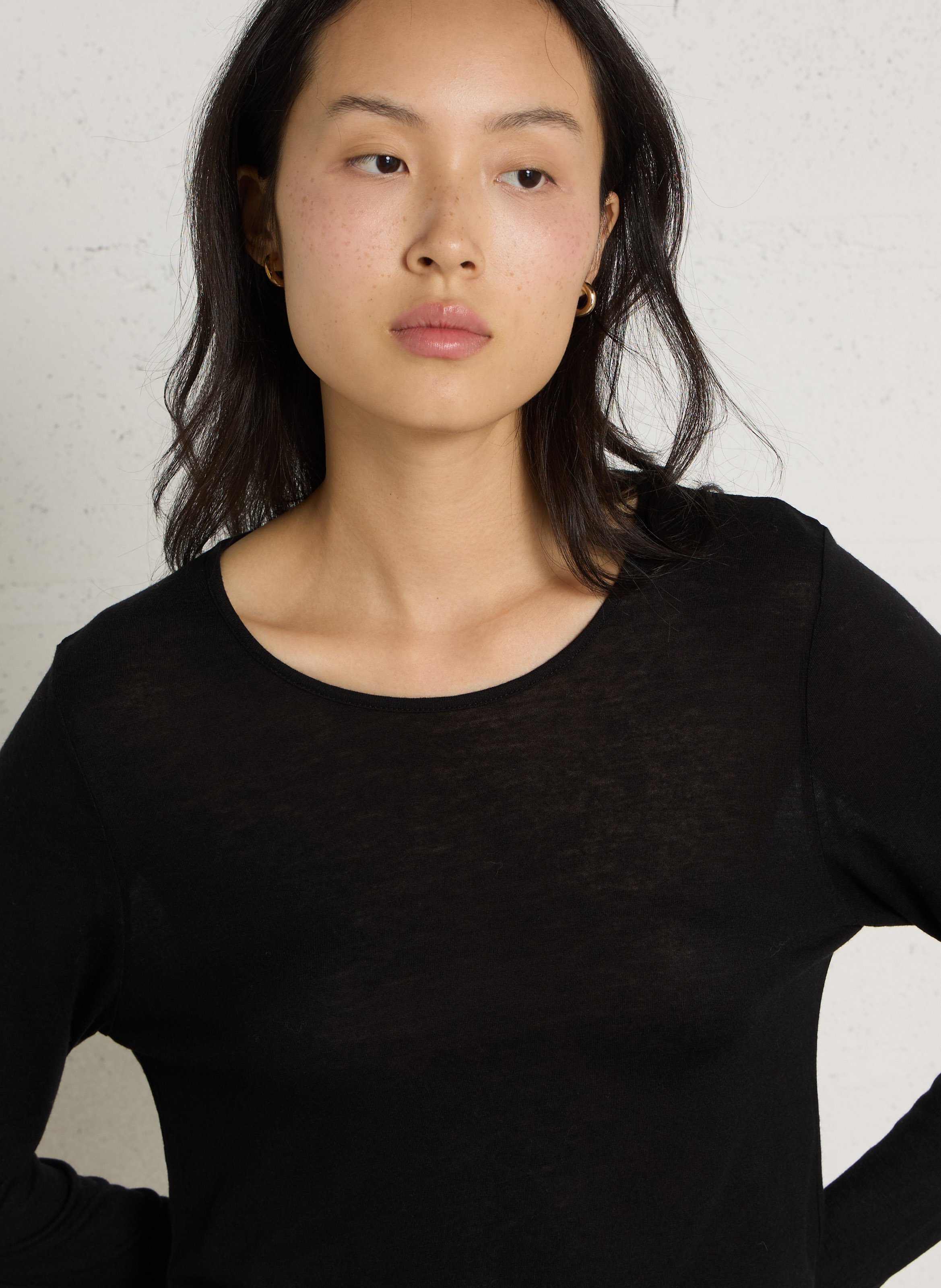 Tee-shirt droit fluide manches longues SUD EXPRESS Noir