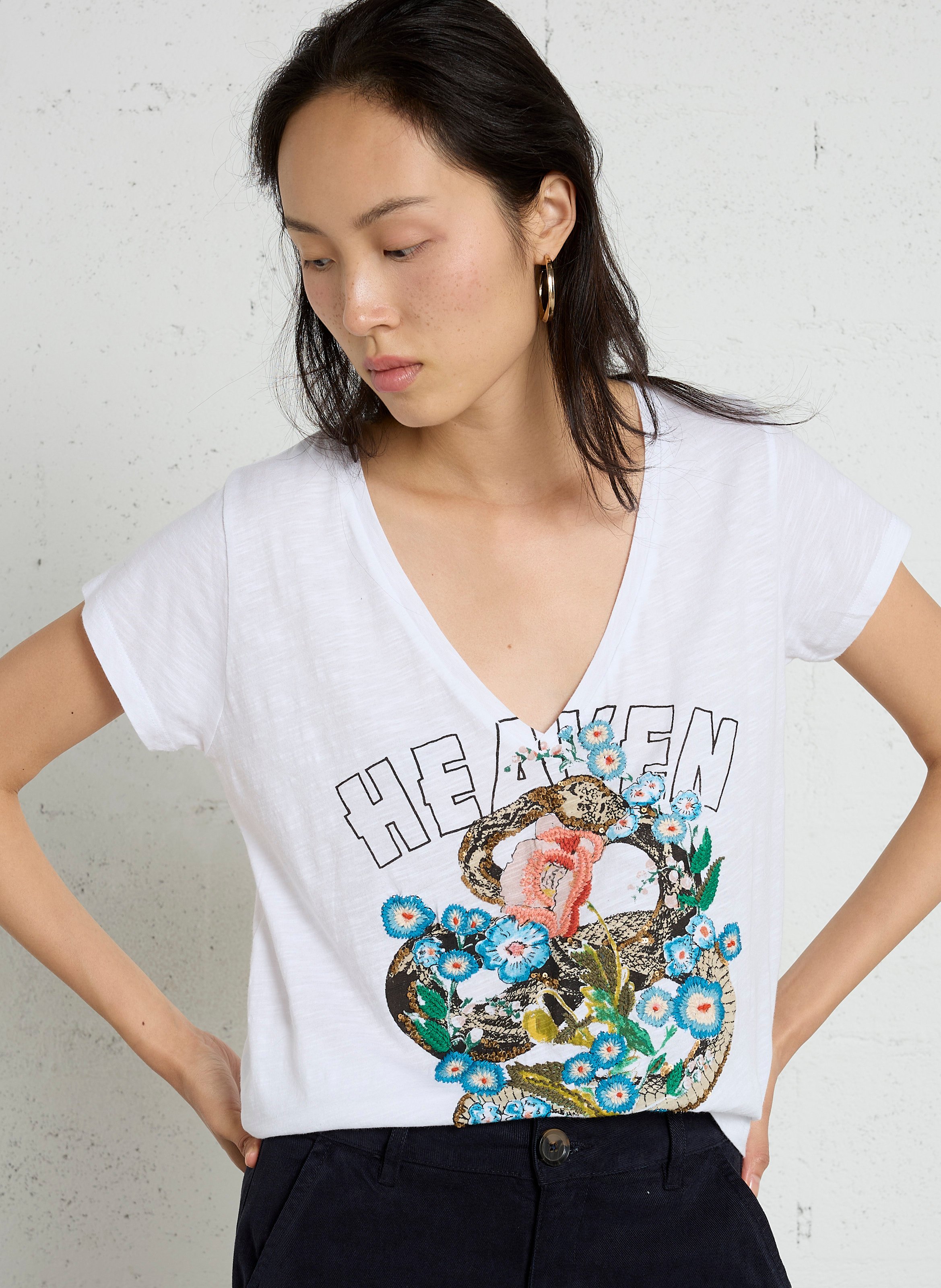 Recht T-shirt van biokatoen LEON & HARPER Wit
