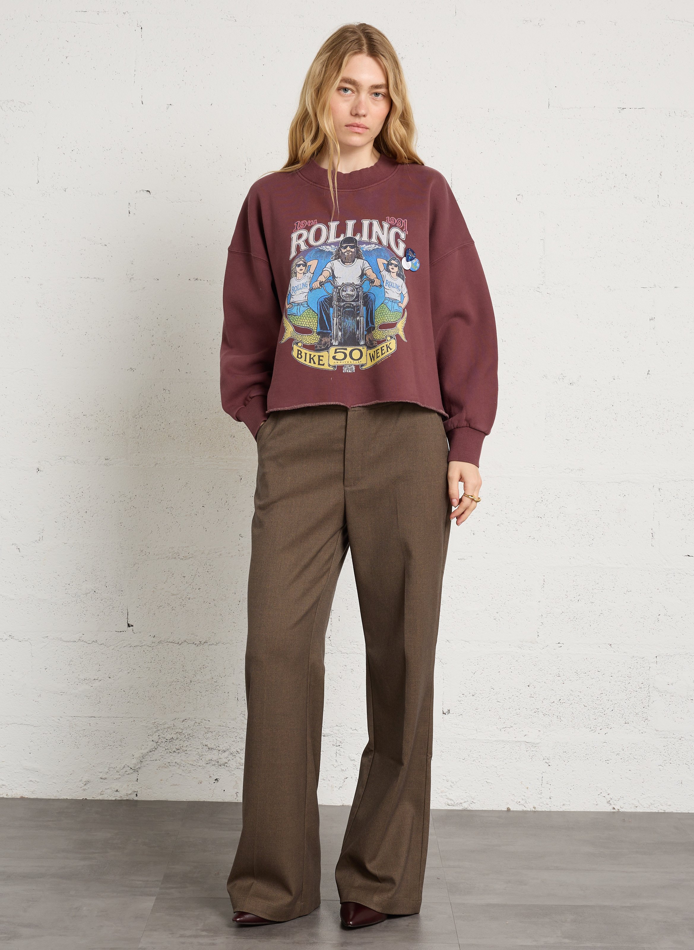 Sweat col rond en coton NEWTONE Violet