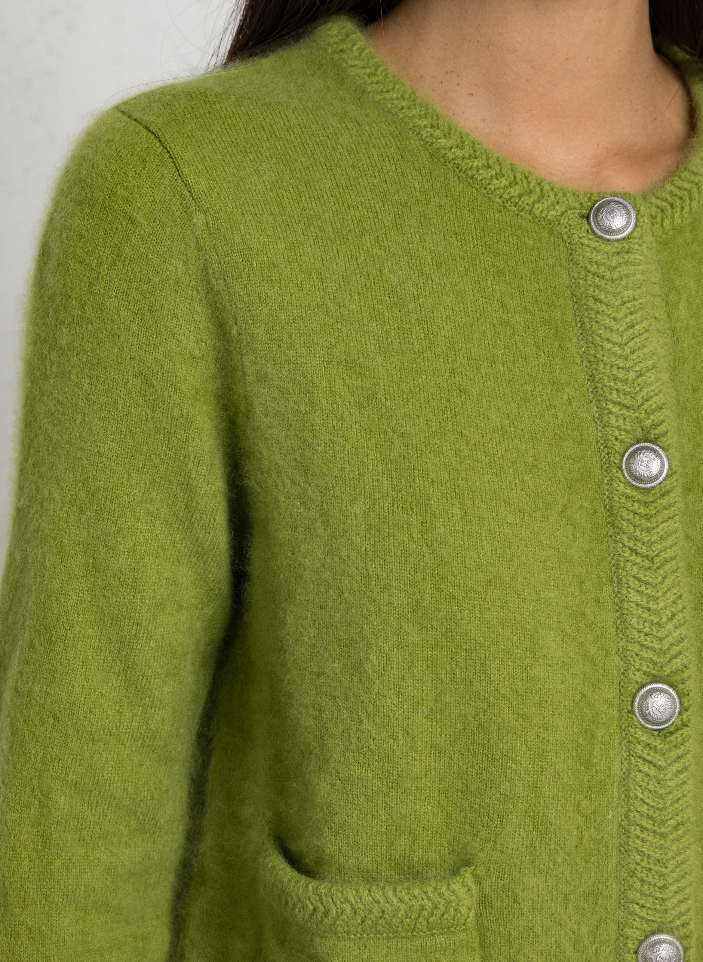 Strickjacke aus Wolle mit Rundhalsausschnitt IKKS Grun