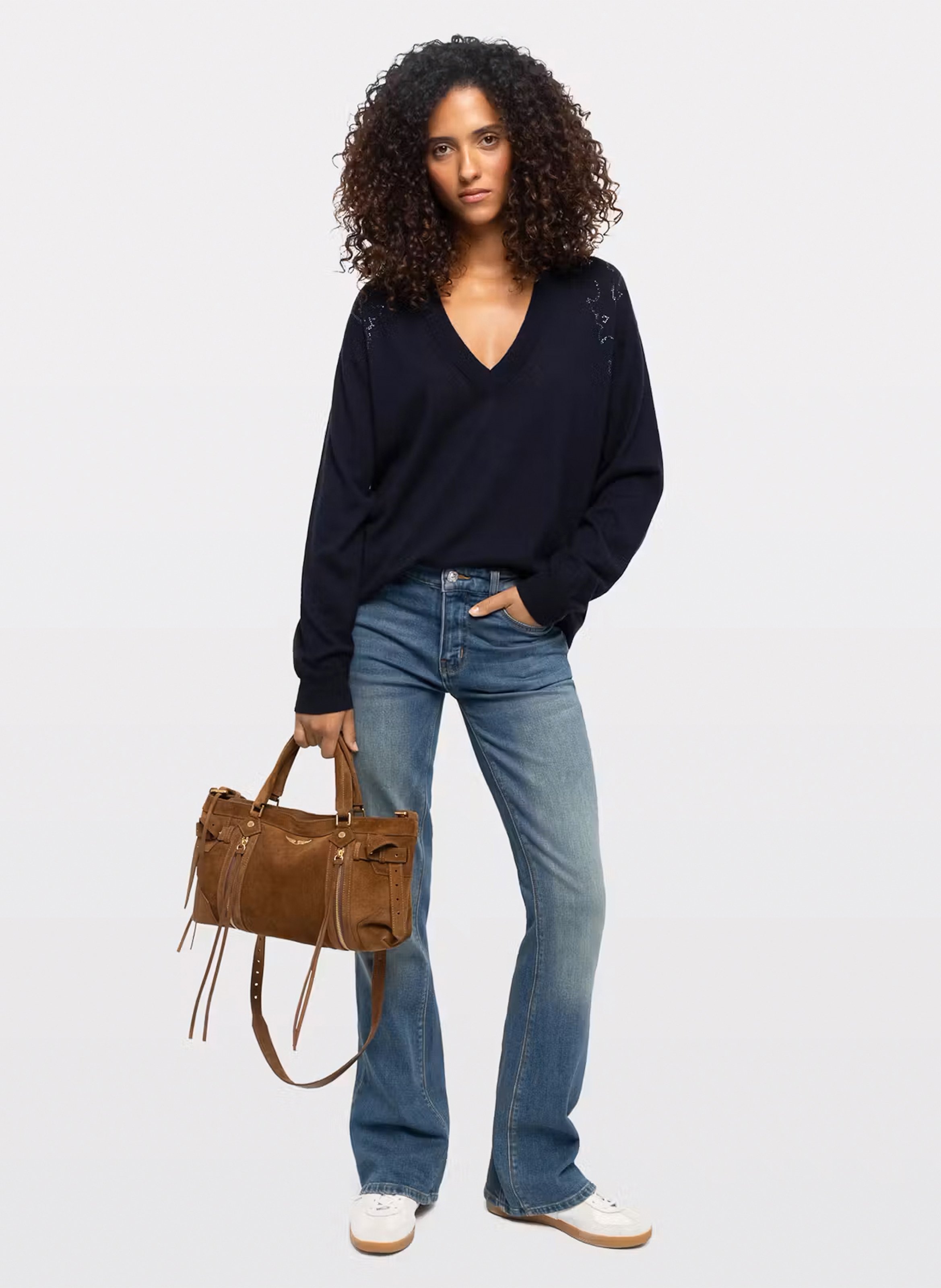 Pull ample à col v en cachemire ZADIG&VOLTAIRE Bleu