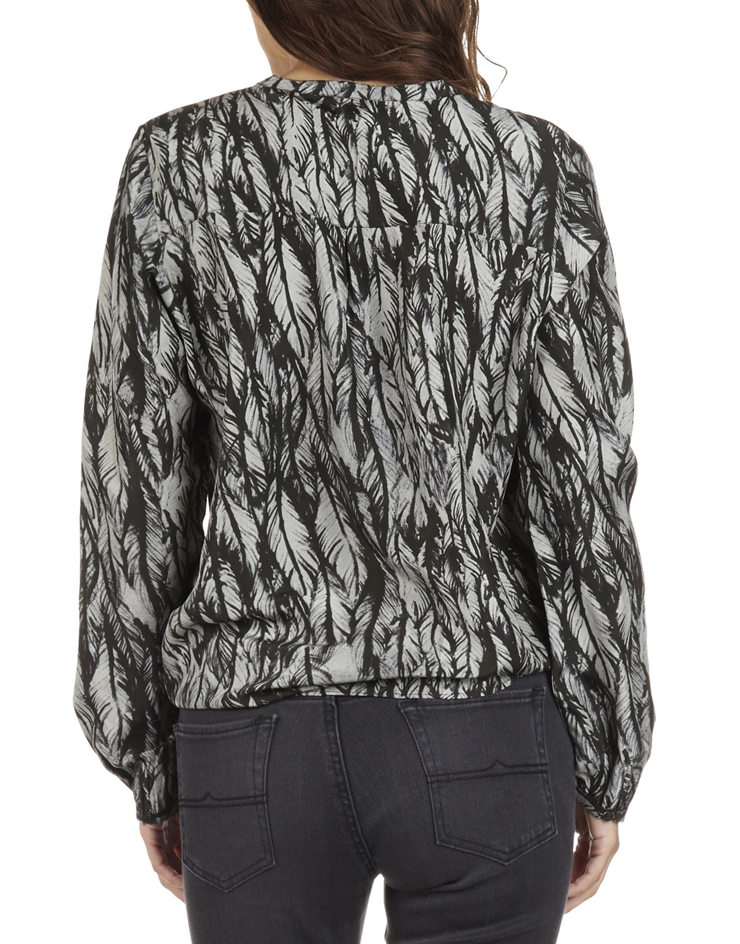 Proverb V-neck printed silk shirt SWILDENS Black