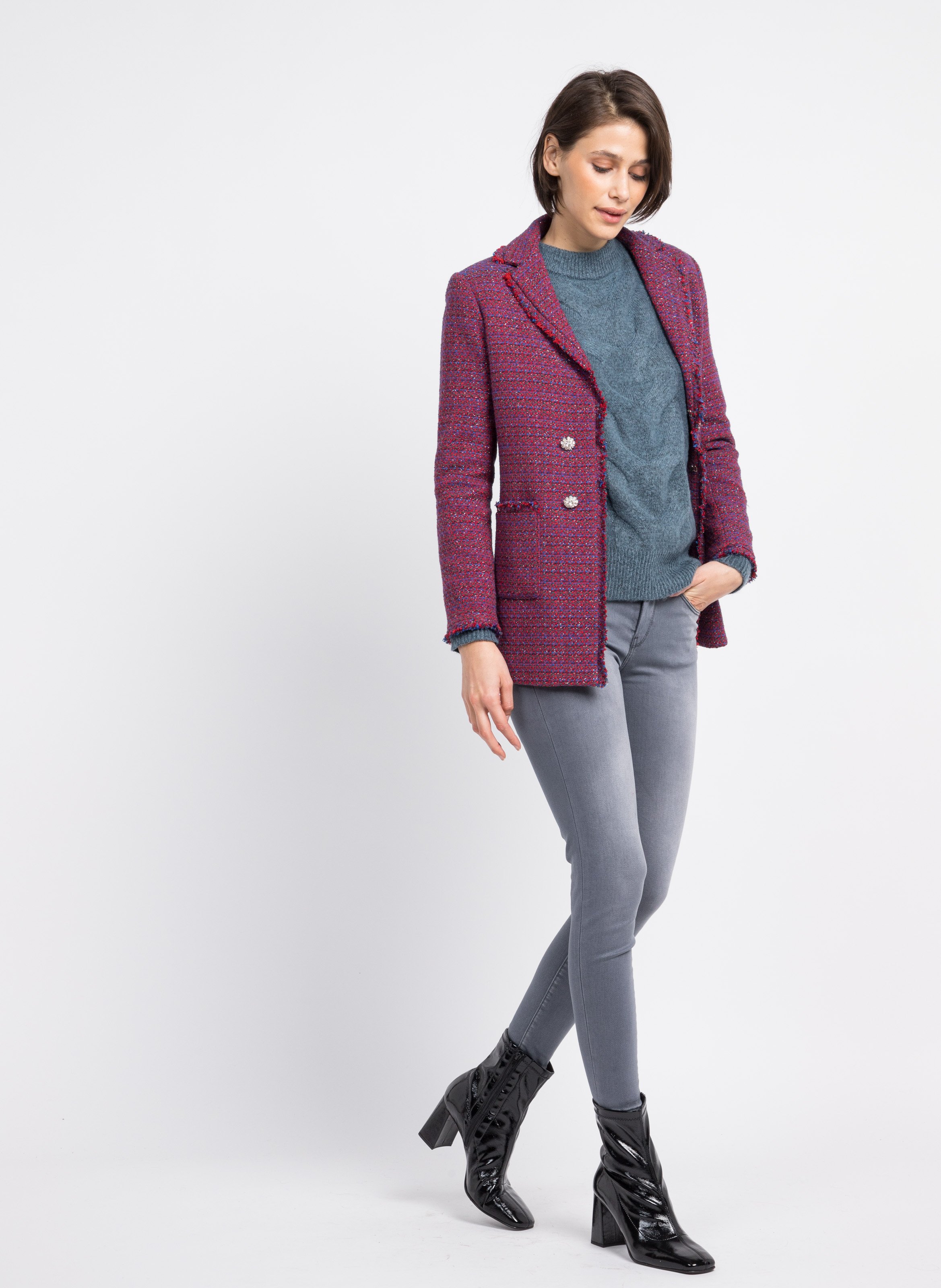Blazer Aus Bouclé-strick Rosso-bluette Liu Jo - Damen | Place des Tendances