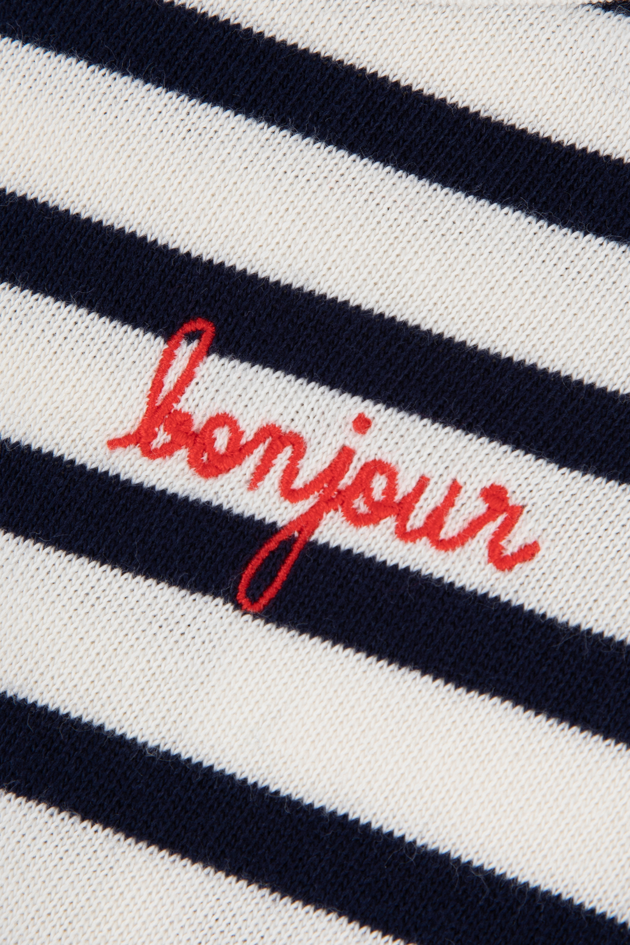 ?Bonjour" sailor-stripe bodysuit in organic cotton White
