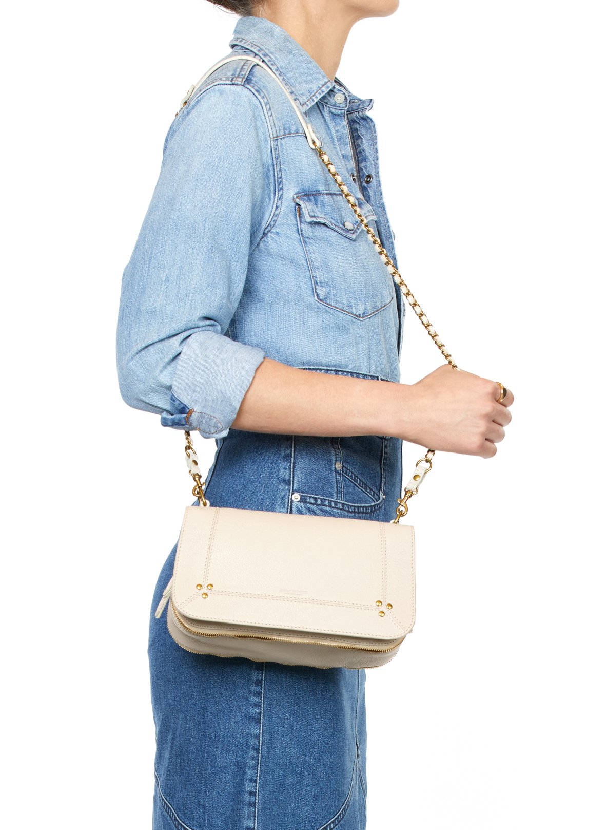 Umhängetasche aus Leder Beige