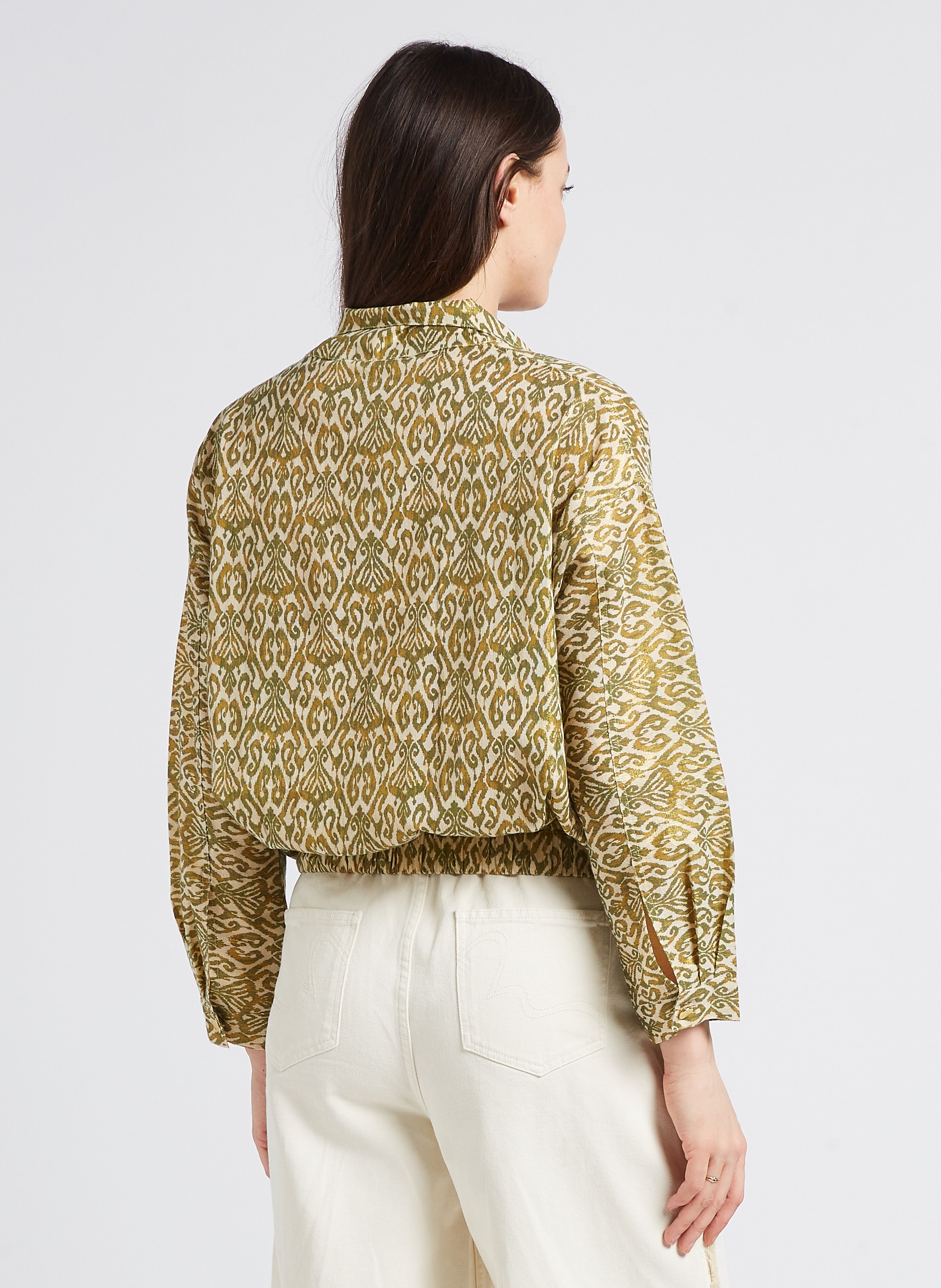 Veste droite imprimée à col montant en coton LA PETITE ETOILE Kaki