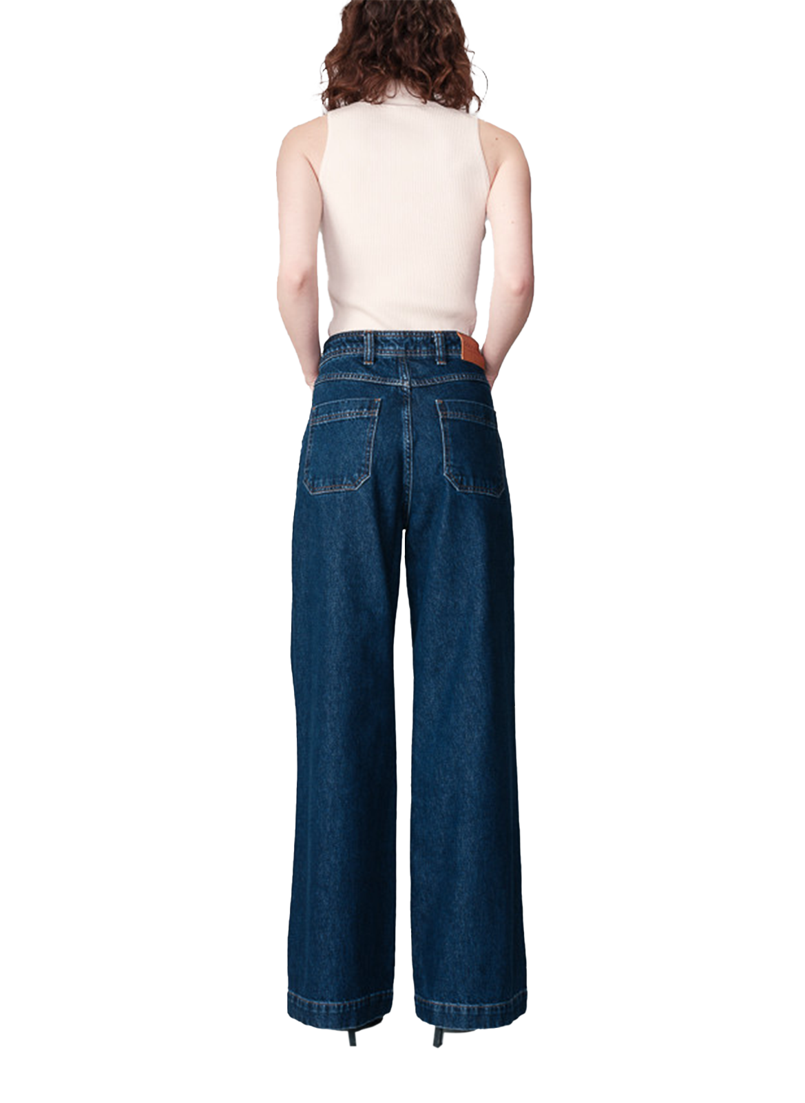 Jean droit taille haute en coton GRACE ET MILA Bleu