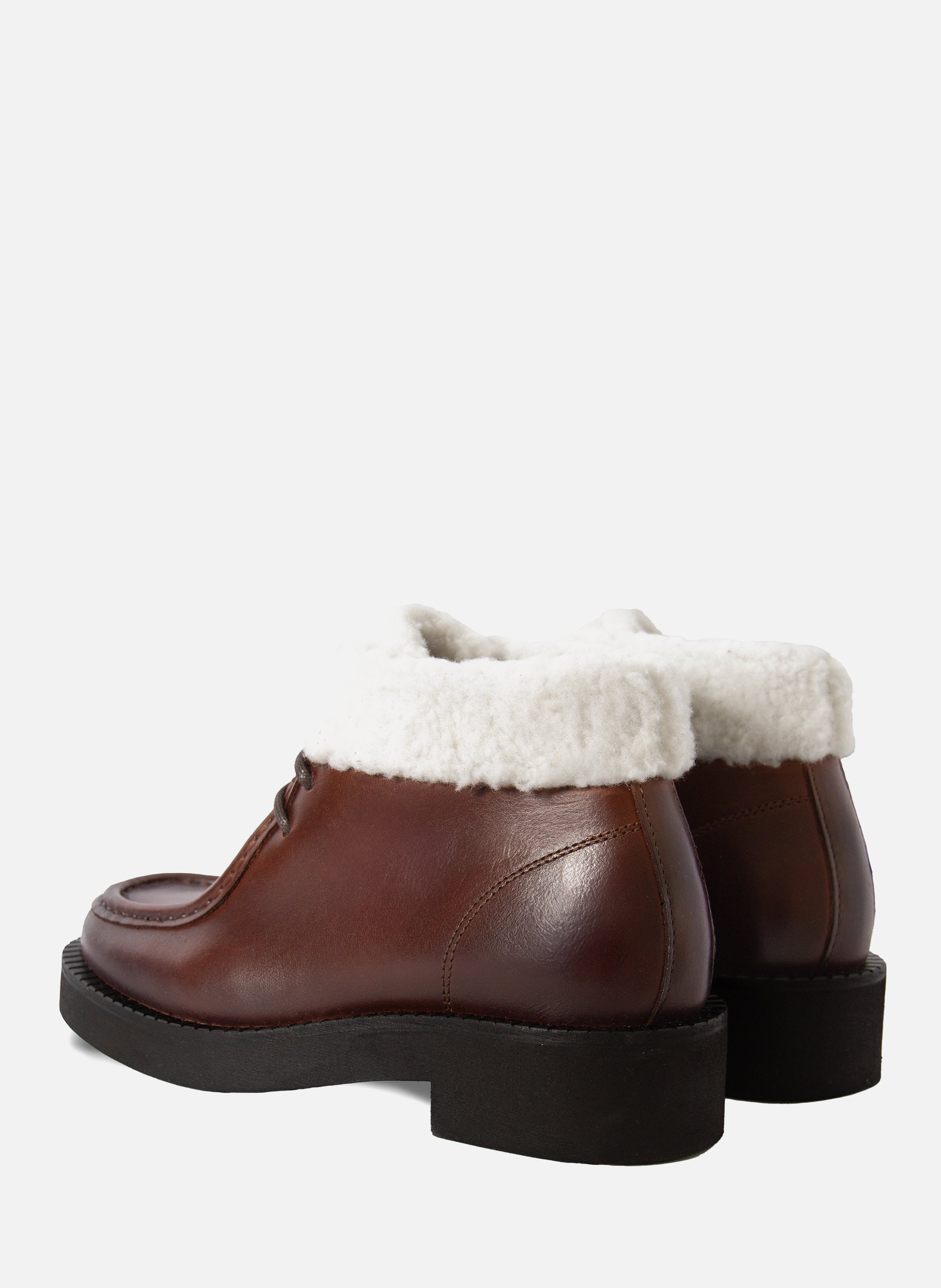 Low leather fur-lined ankle boots JULES & JENN Brown